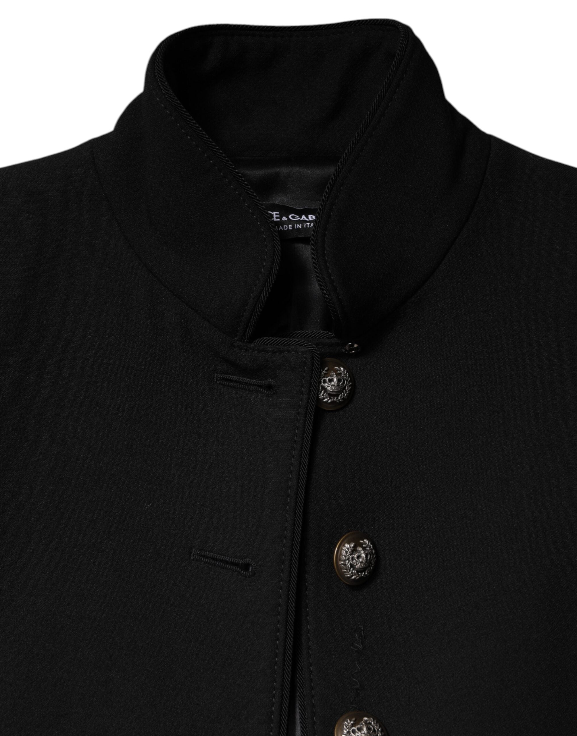 Dolce & Gabbana Black single-breasted wool trench coat-8