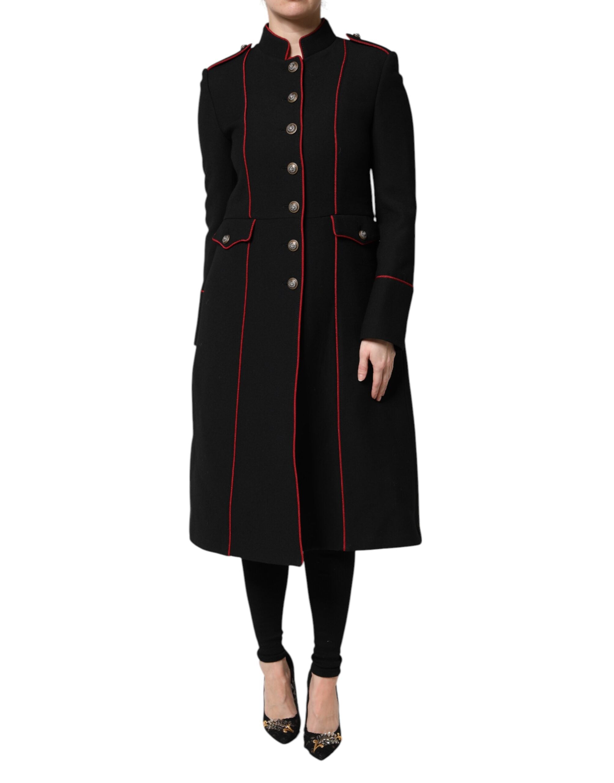 Dolce & Gabbana Black single-breasted wool trench coat-2