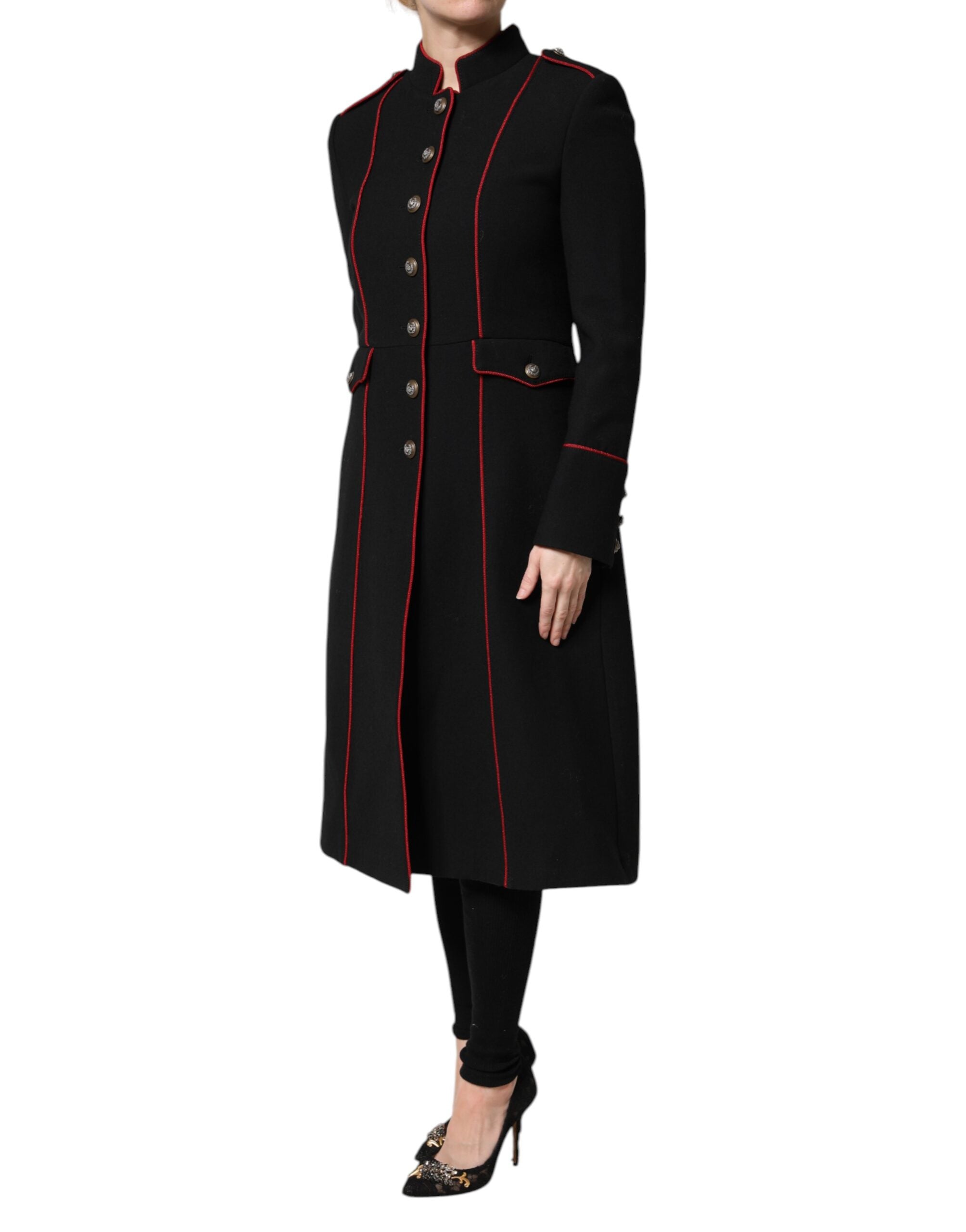 Dolce & Gabbana Black single-breasted wool trench coat-3