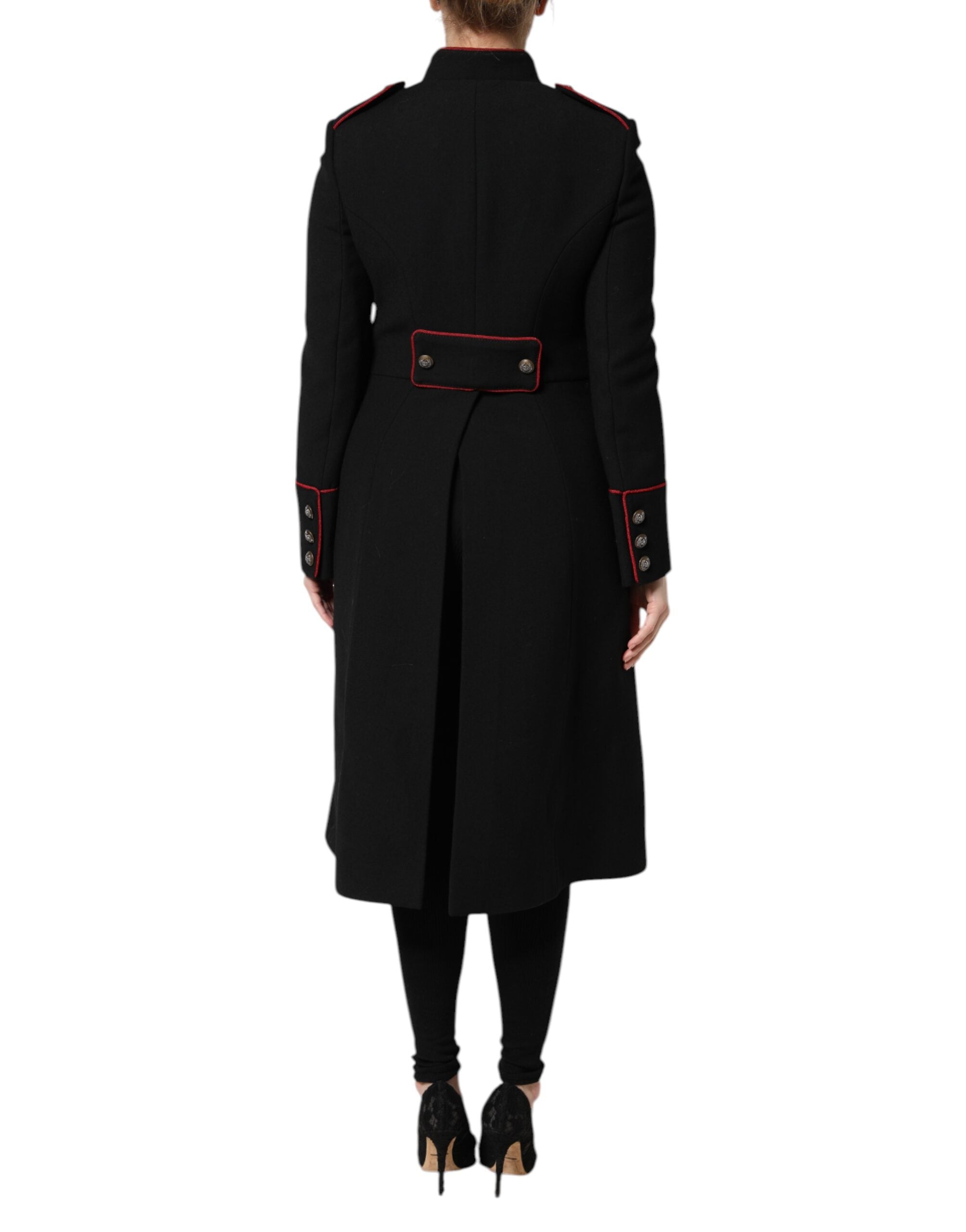 Dolce & Gabbana Black single-breasted wool trench coat-4