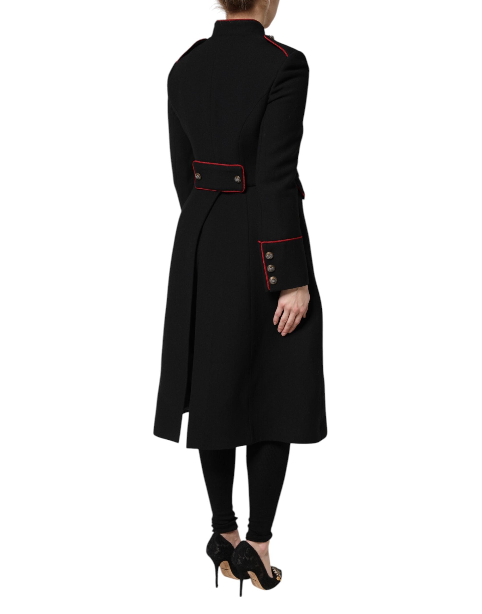 Dolce & Gabbana Black single-breasted wool trench coat-5