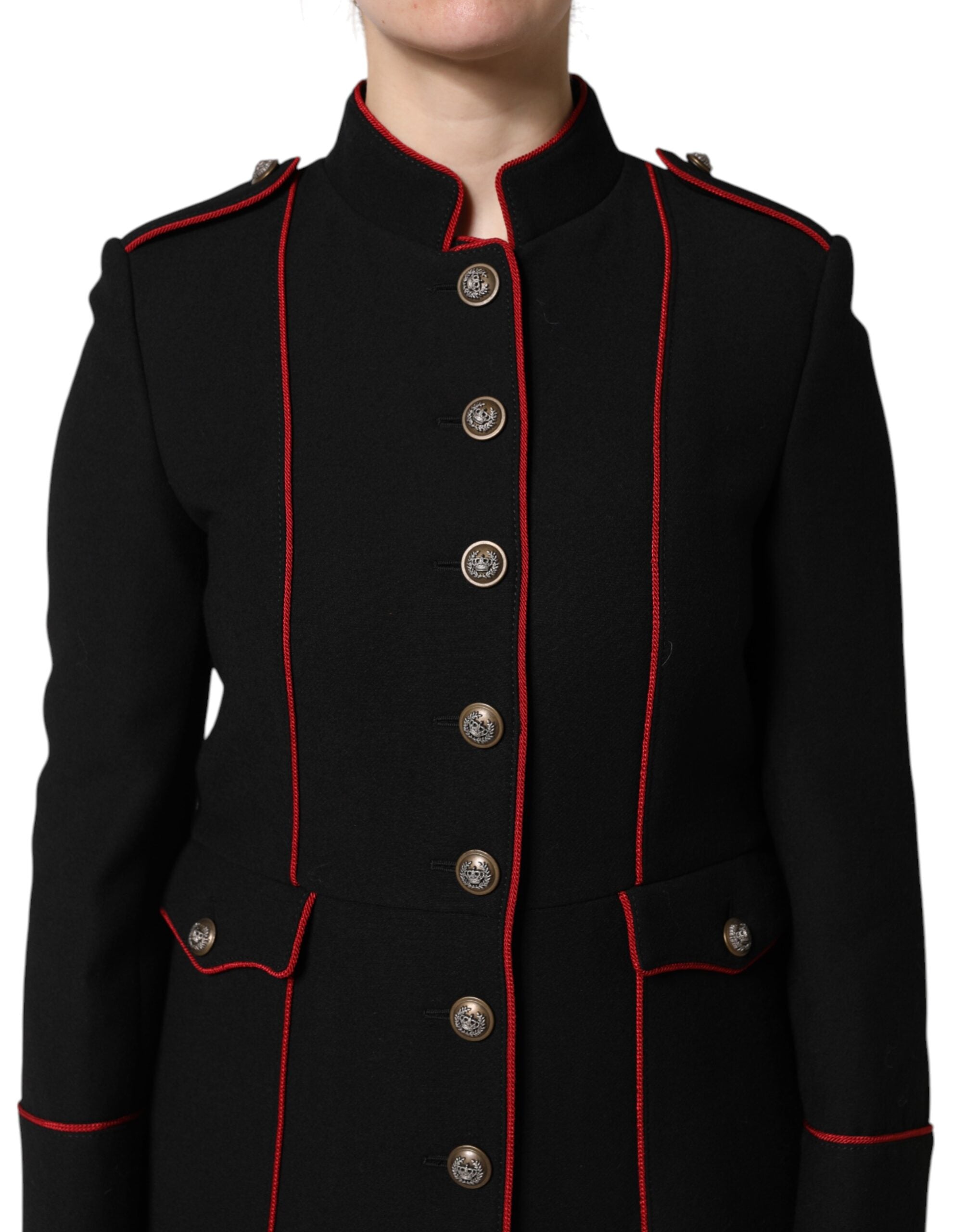 Dolce & Gabbana Black single-breasted wool trench coat-6