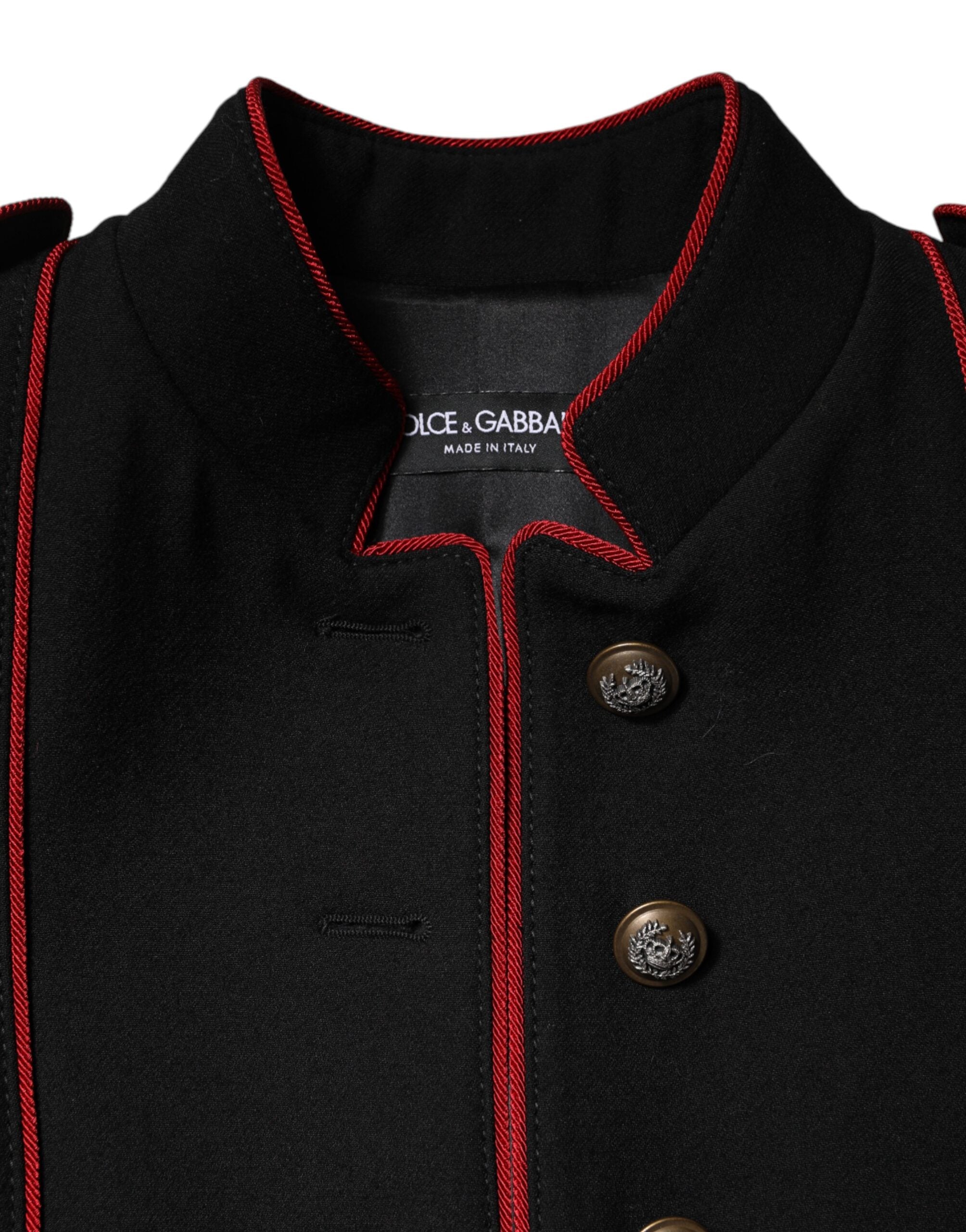 Dolce & Gabbana Black single-breasted wool trench coat-8