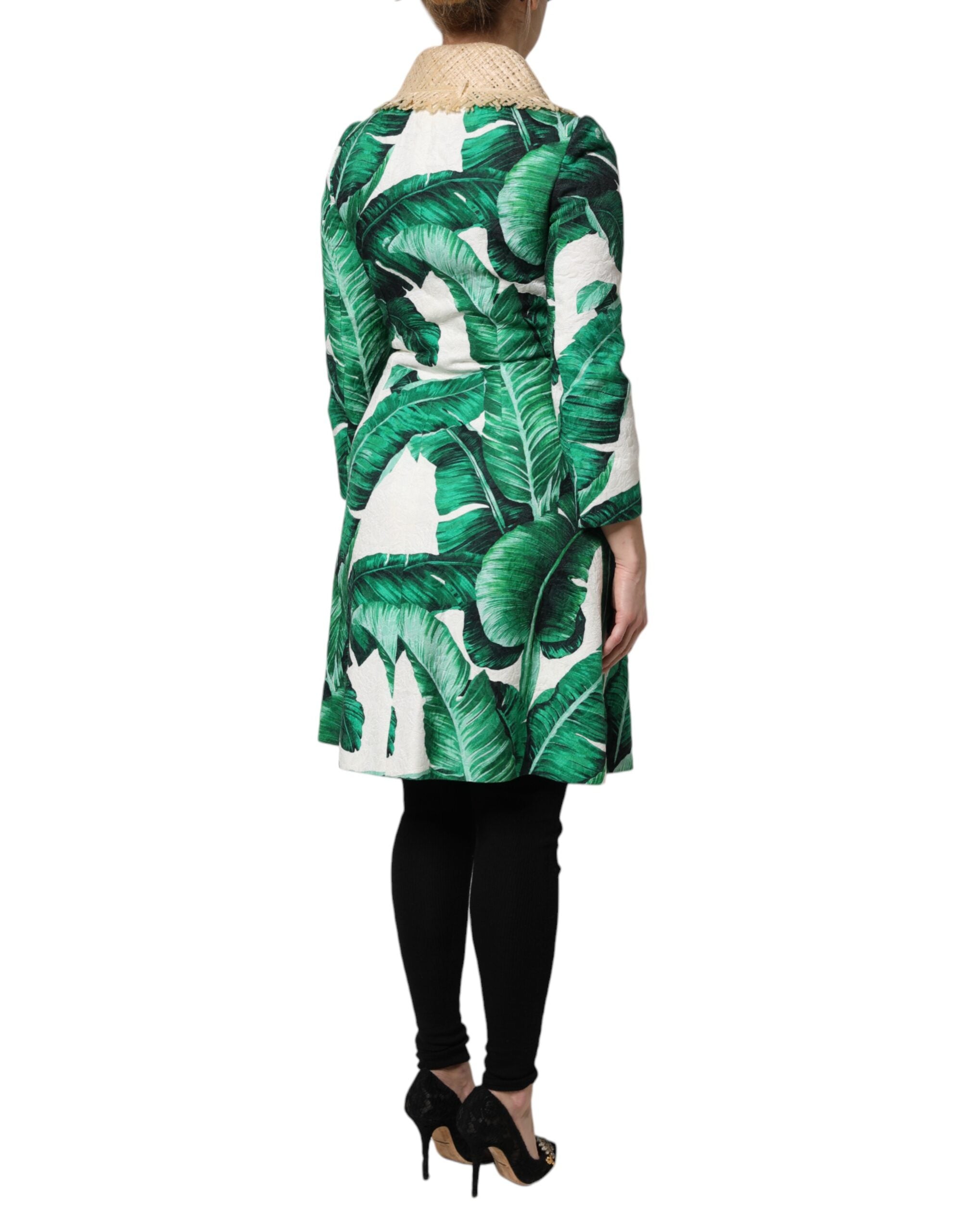 Dolce & Gabbana multicolor trench coat jacket with leaf print and embellishments-5