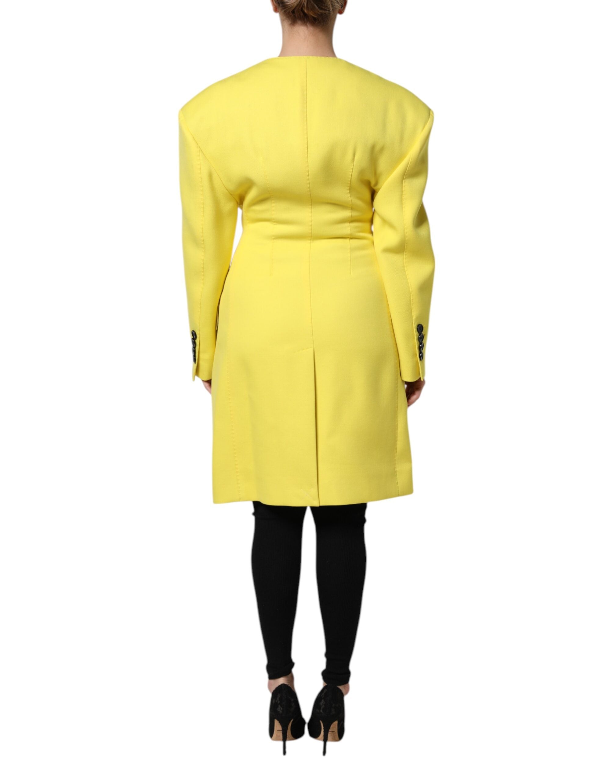 Dolce & Gabbana Yellow Double-Breasted Trench Coat Jacket-4
