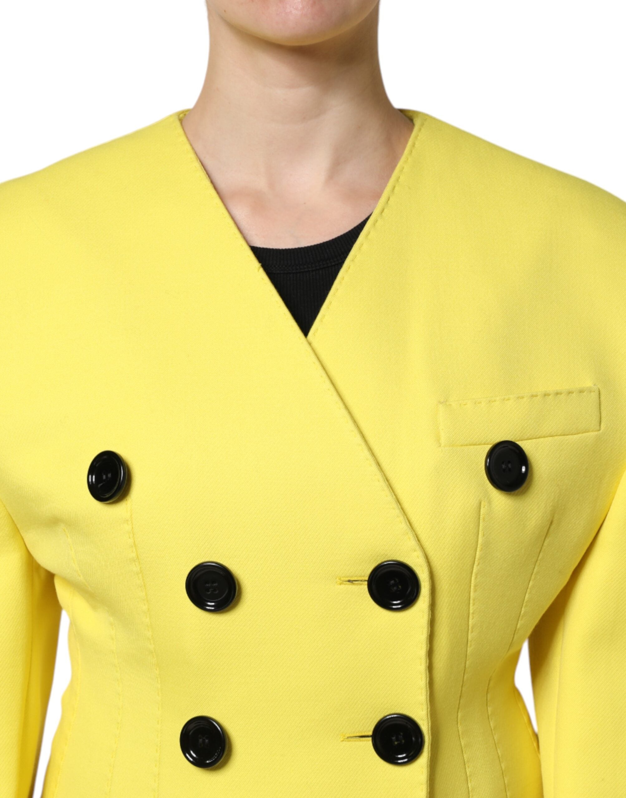 Dolce & Gabbana Yellow Double-Breasted Trench Coat Jacket-5