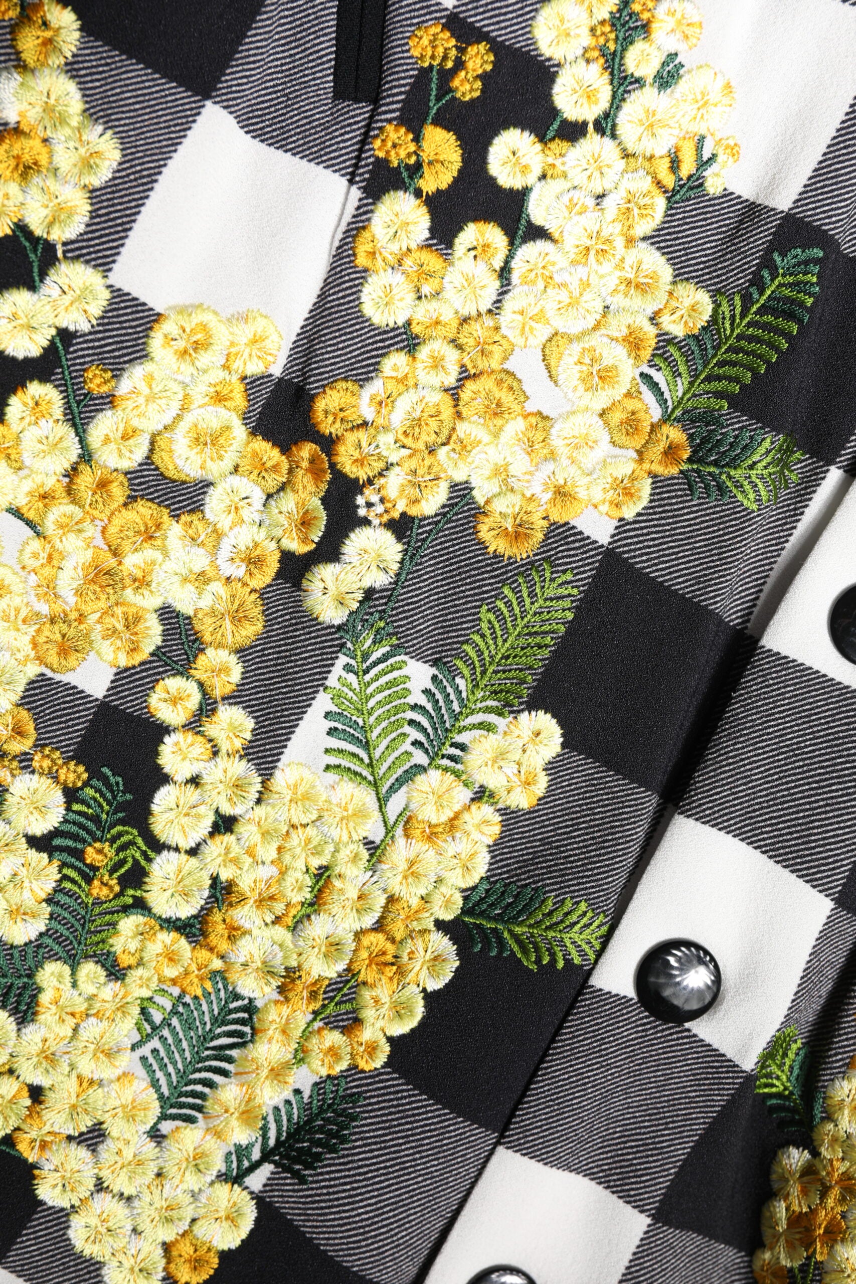 Dolce & Gabbana Black and White Check Floral Button Down Jacket-8