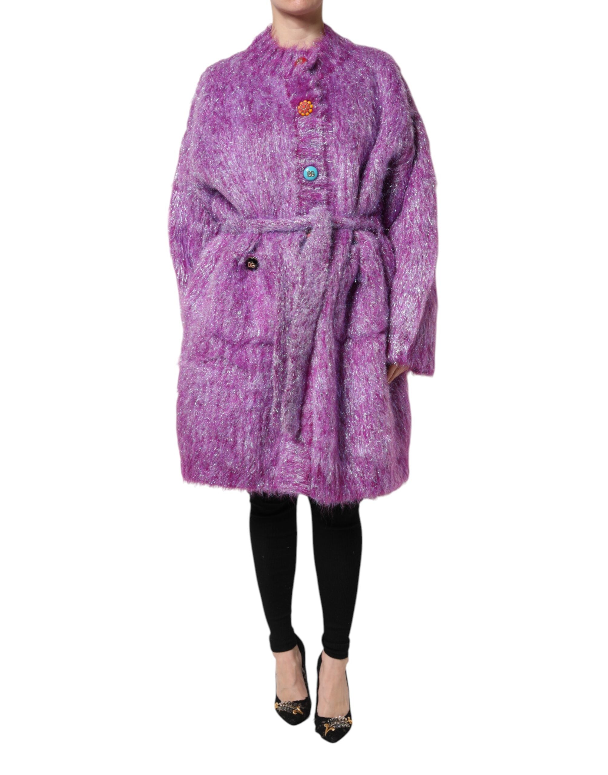 Dolce & Gabbana purple trench coat jacket with button detailing-2
