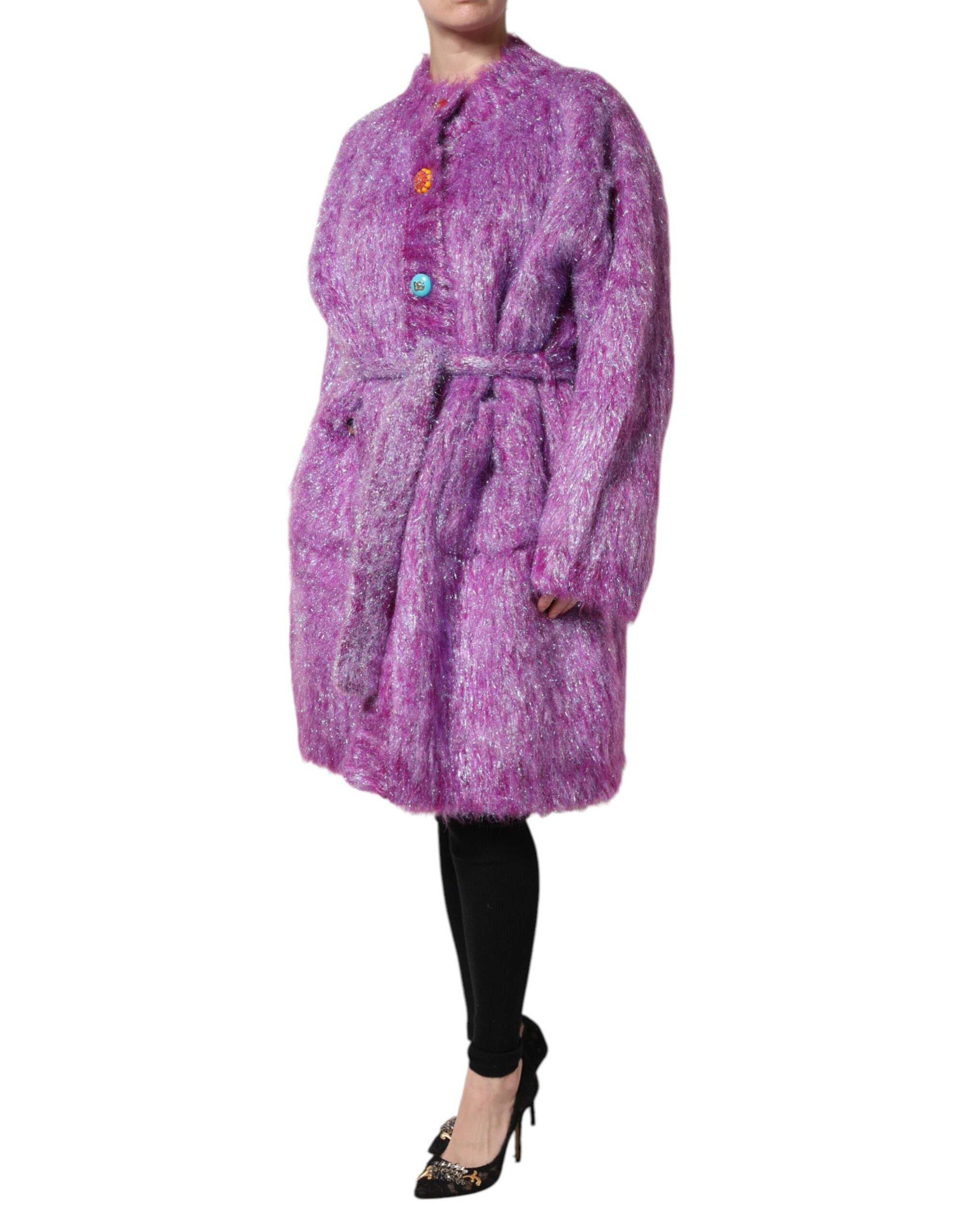 Dolce & Gabbana purple trench coat jacket with button detailing-3
