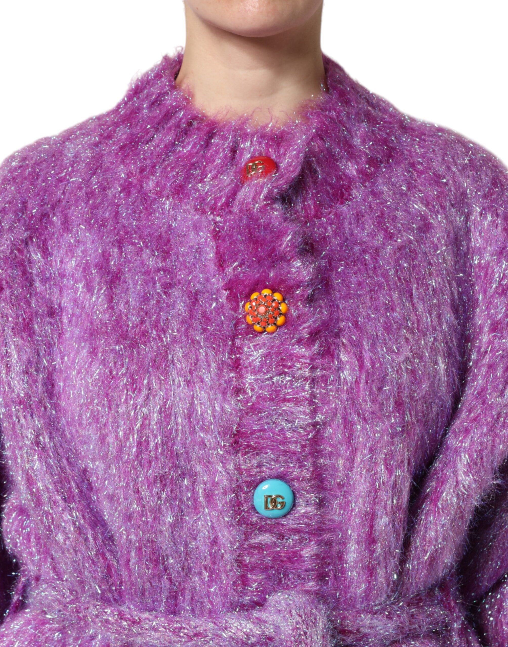 Dolce & Gabbana purple trench coat jacket with button detailing-5