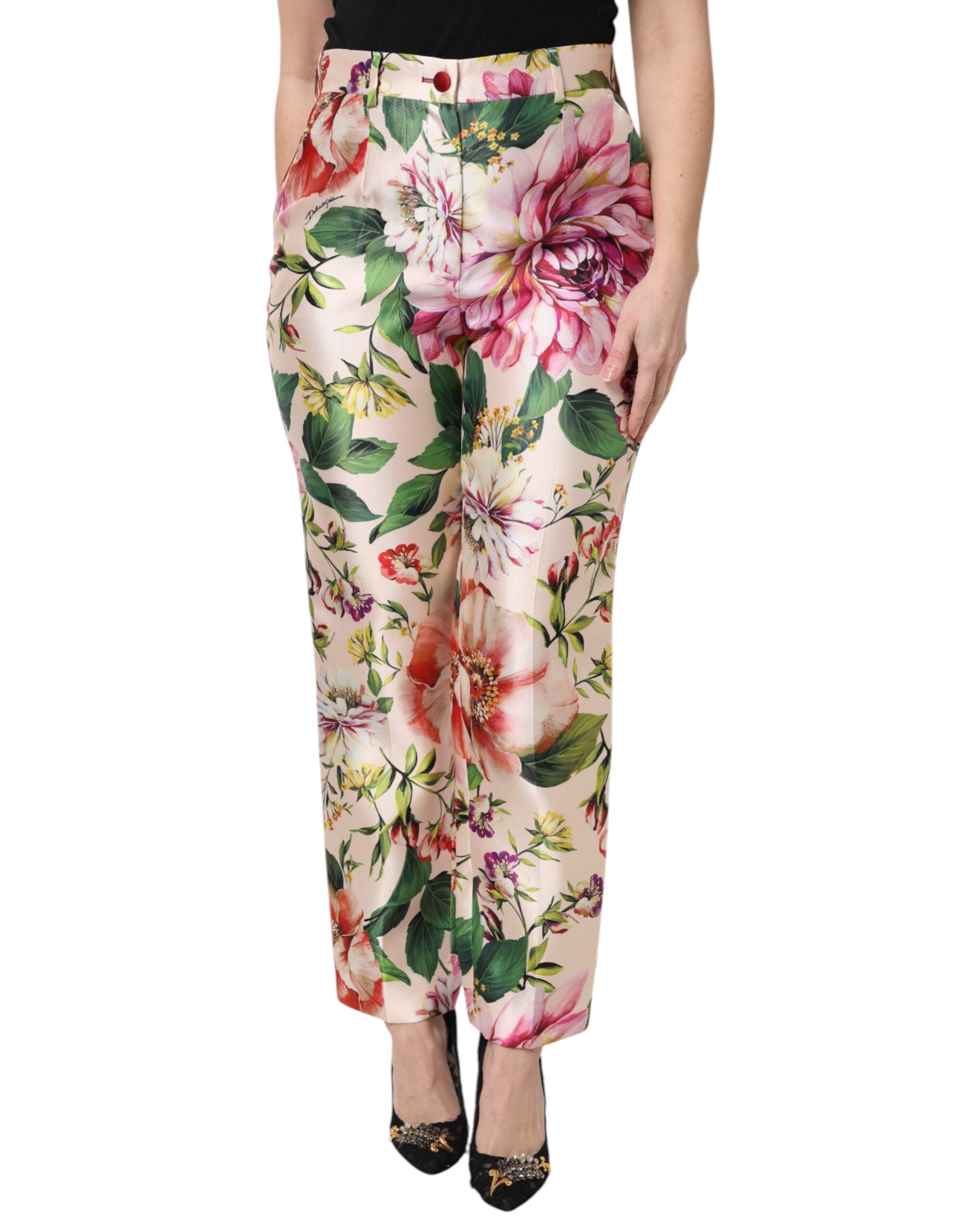 Dolce & Gabbana Multicolor Floral High Waist Straight Pants-2