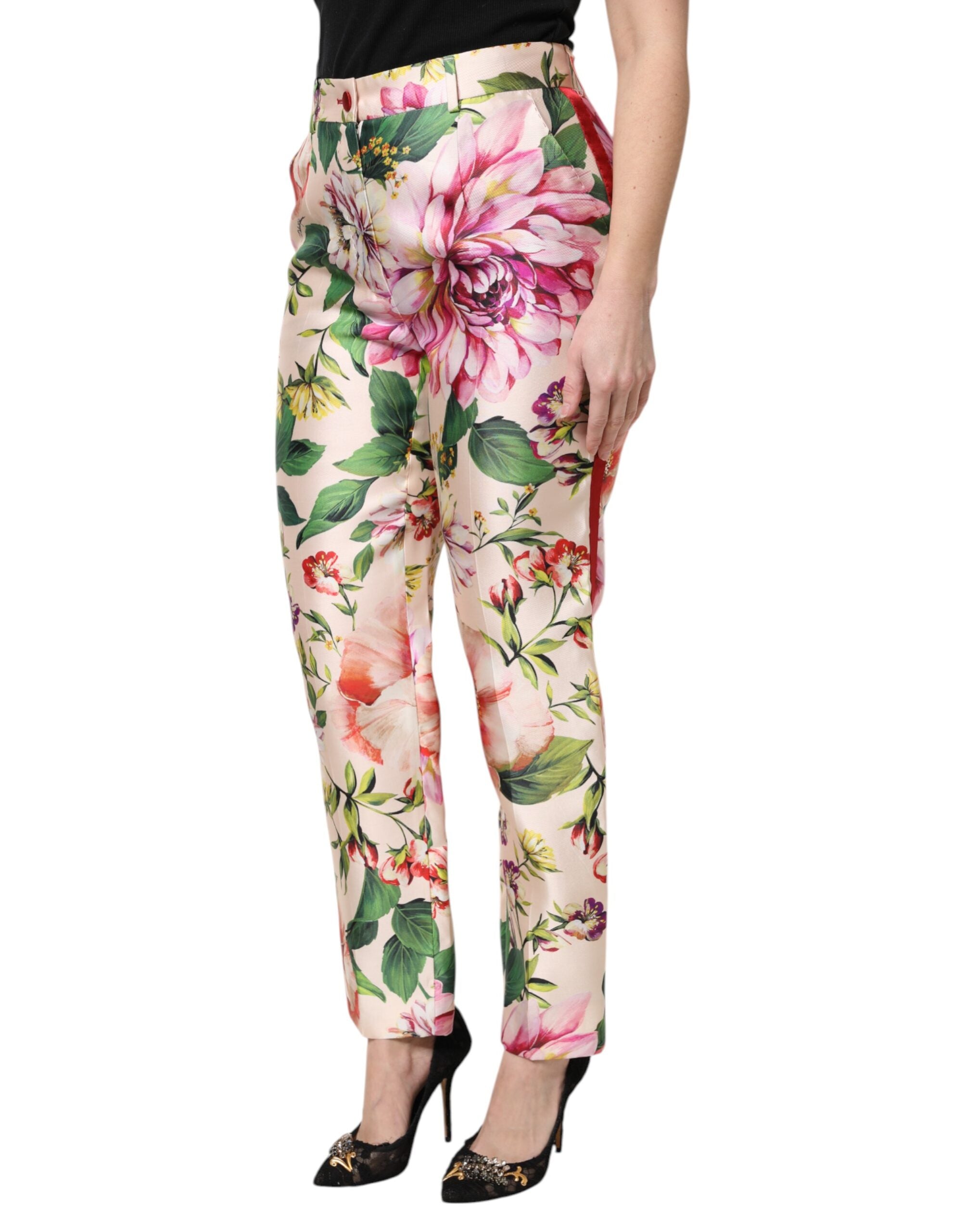 Dolce & Gabbana Multicolor Floral High Waist Straight Pants-3