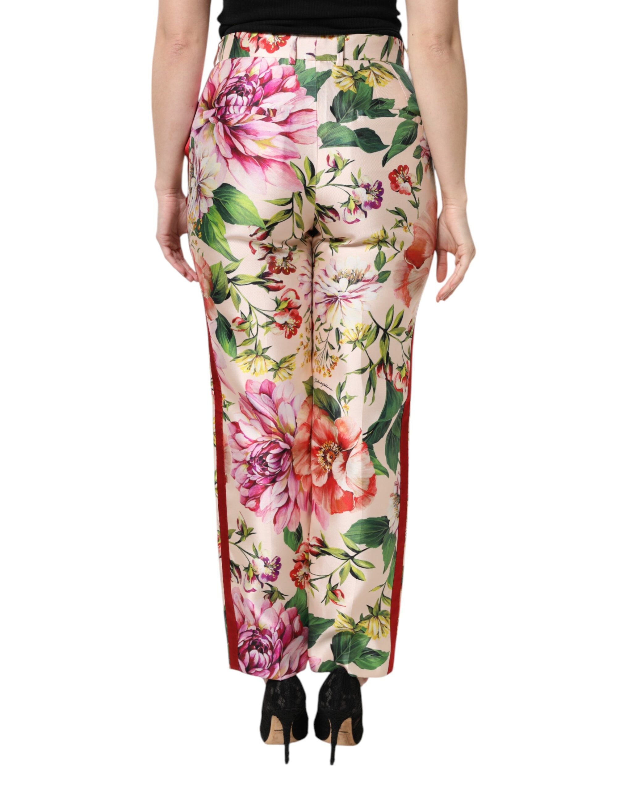 Dolce & Gabbana Multicolor Floral High Waist Straight Pants-4
