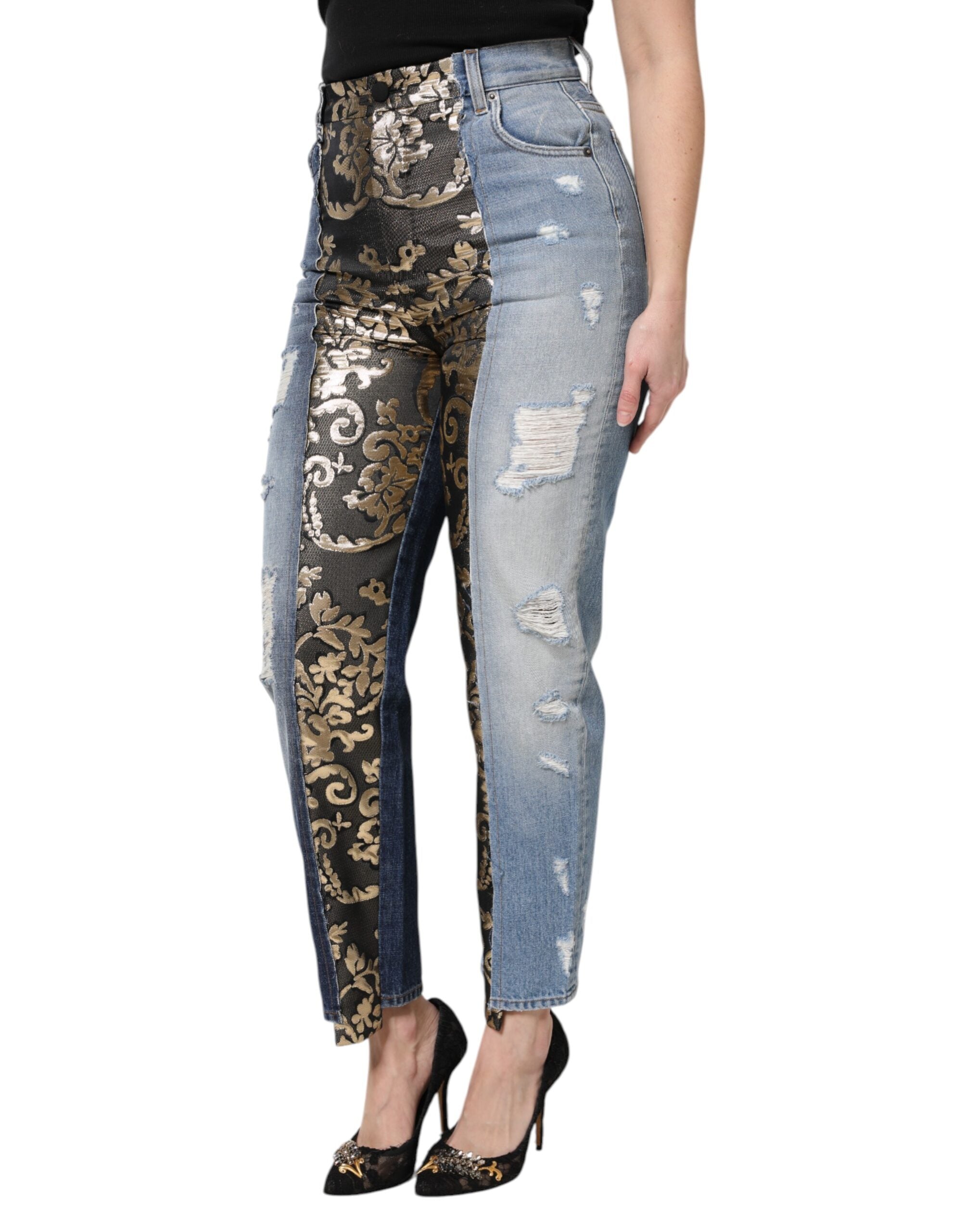 Dolce & Gabbana Multicolor Patchwork Denim High Waist Jeans-3