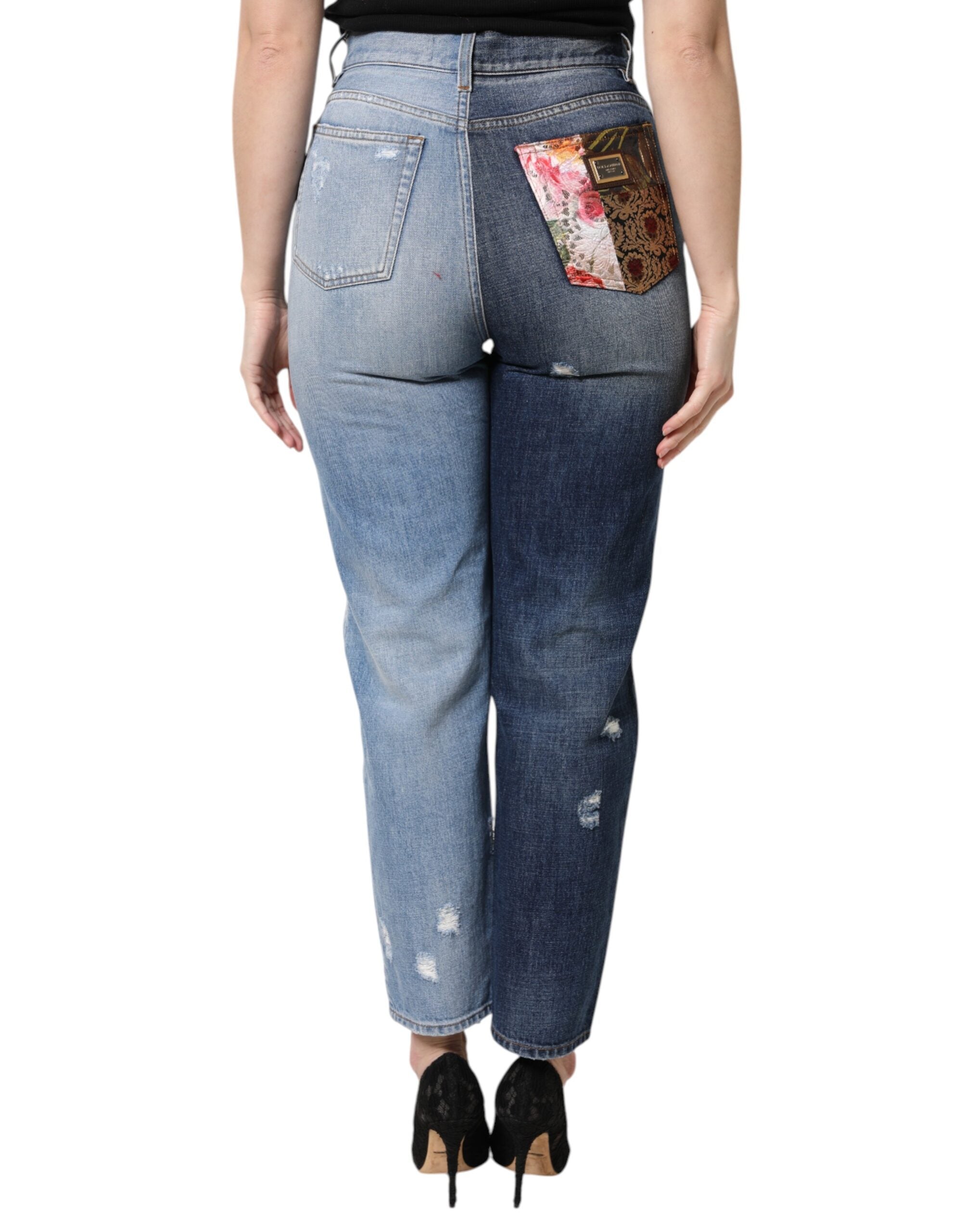 Dolce & Gabbana Multicolor Patchwork Denim High Waist Jeans-4