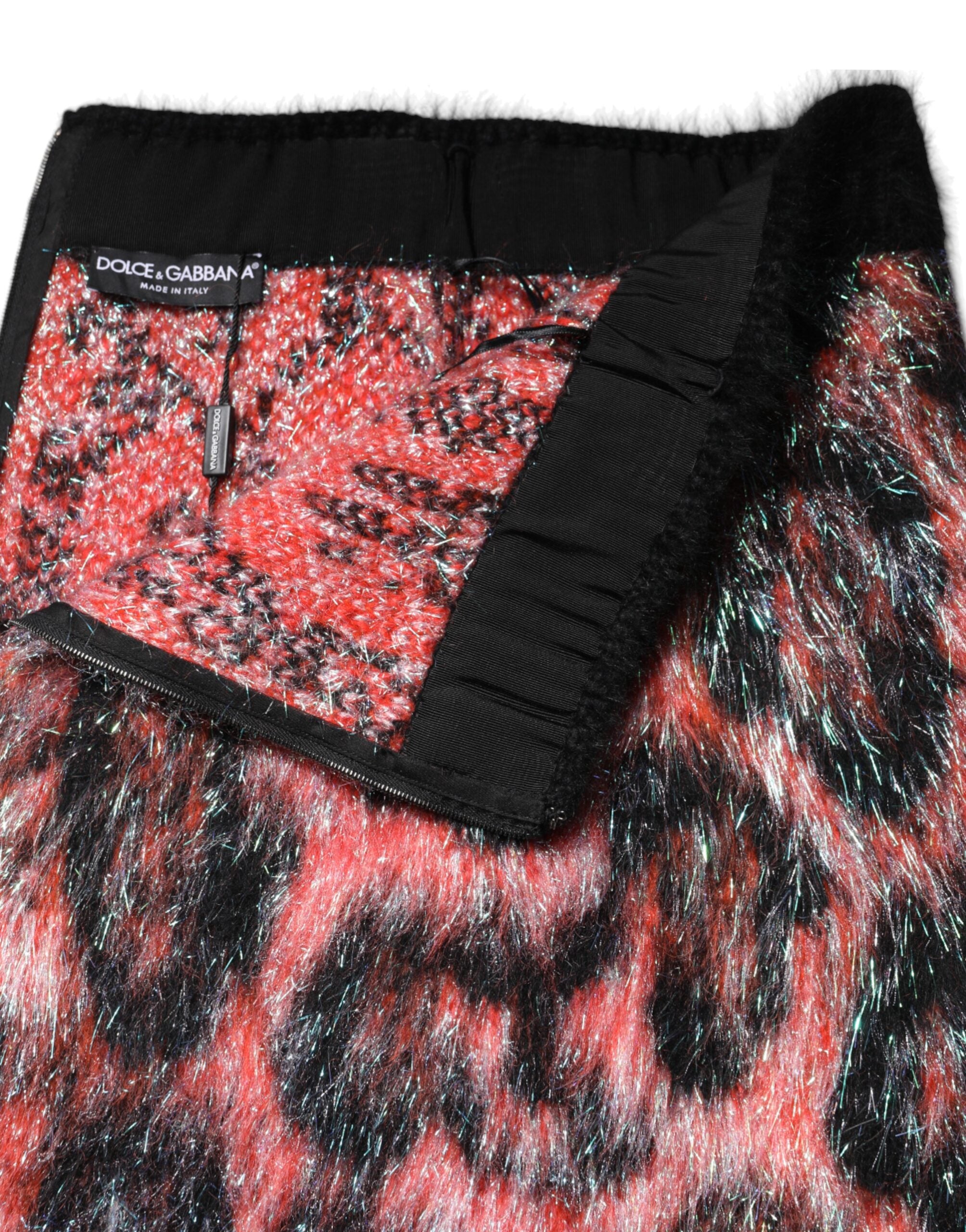 Dolce & Gabbana Multicolor Plush High-Waisted Mini Skirt-6