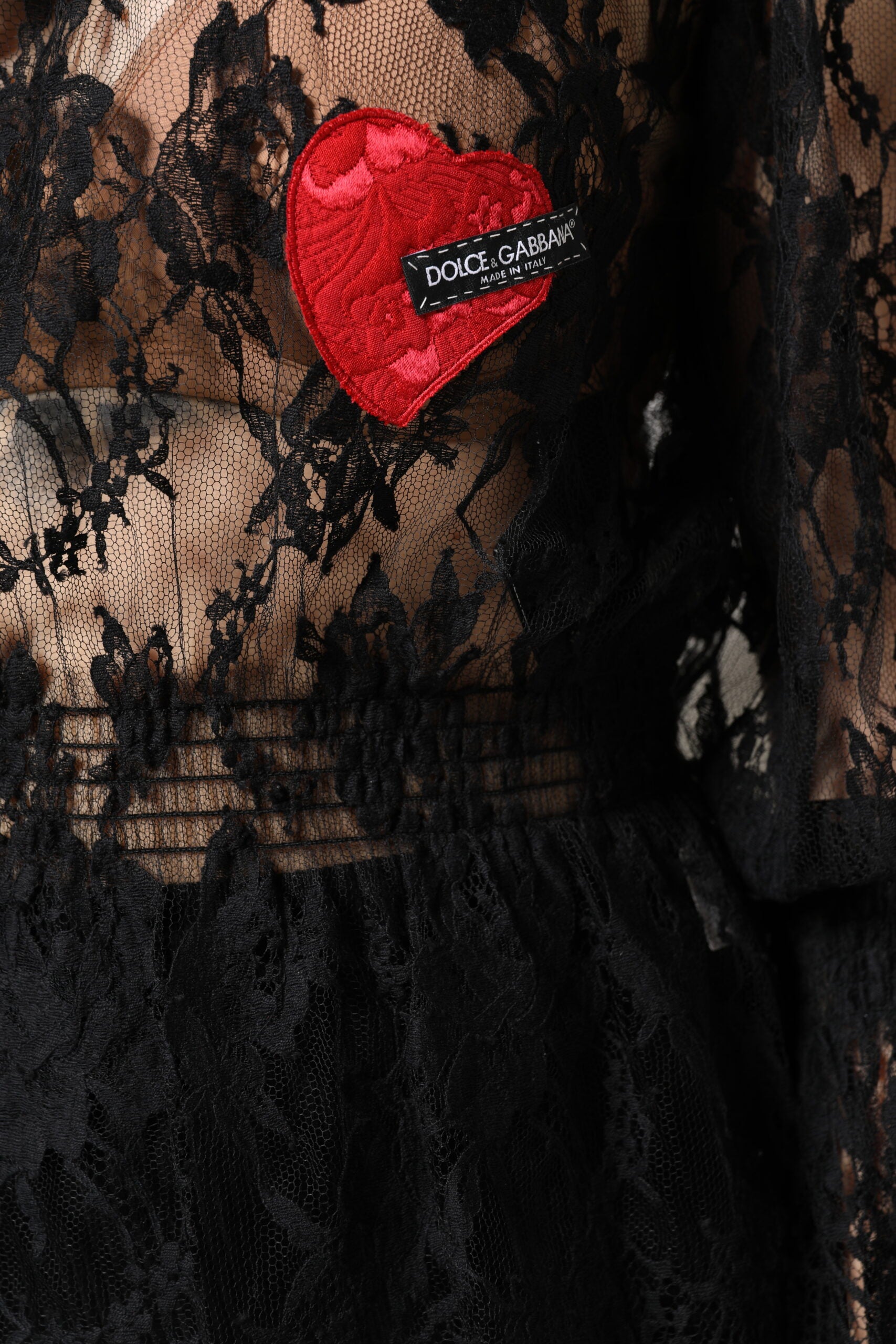 Dolce & Gabbana Black Cotton Blouse Top with Floral Lace for Women-6
