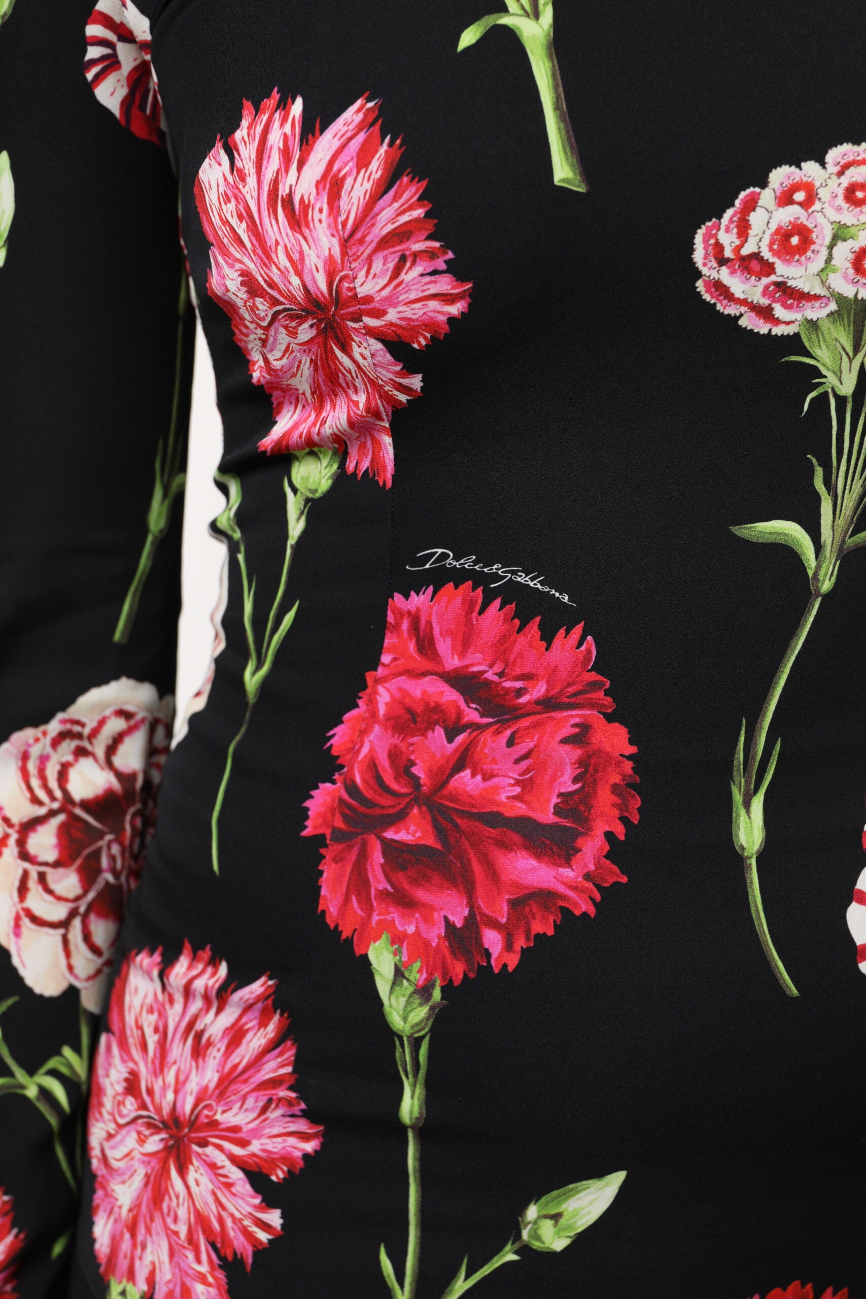 Dolce & Gabbana Schwarzes geblümtes langärmeliges Damenblusentop-6