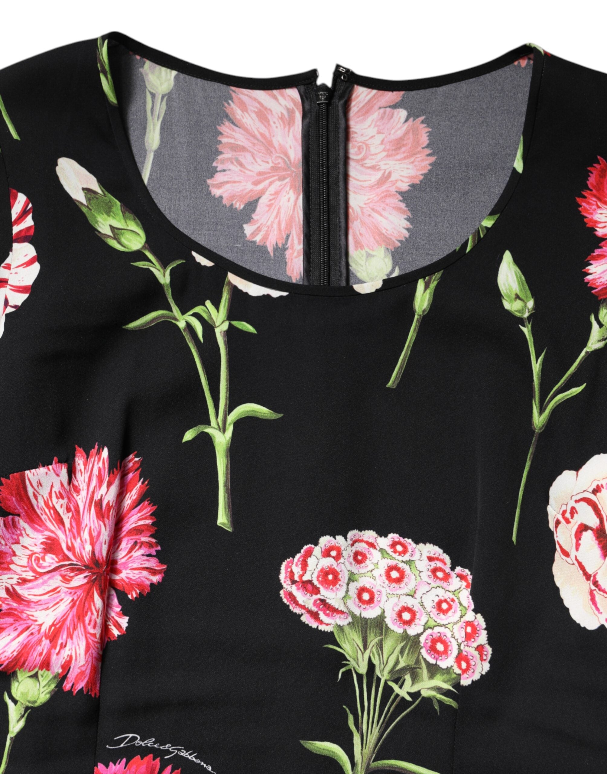 Dolce & Gabbana Schwarzes geblümtes langärmeliges Damenblusentop-8
