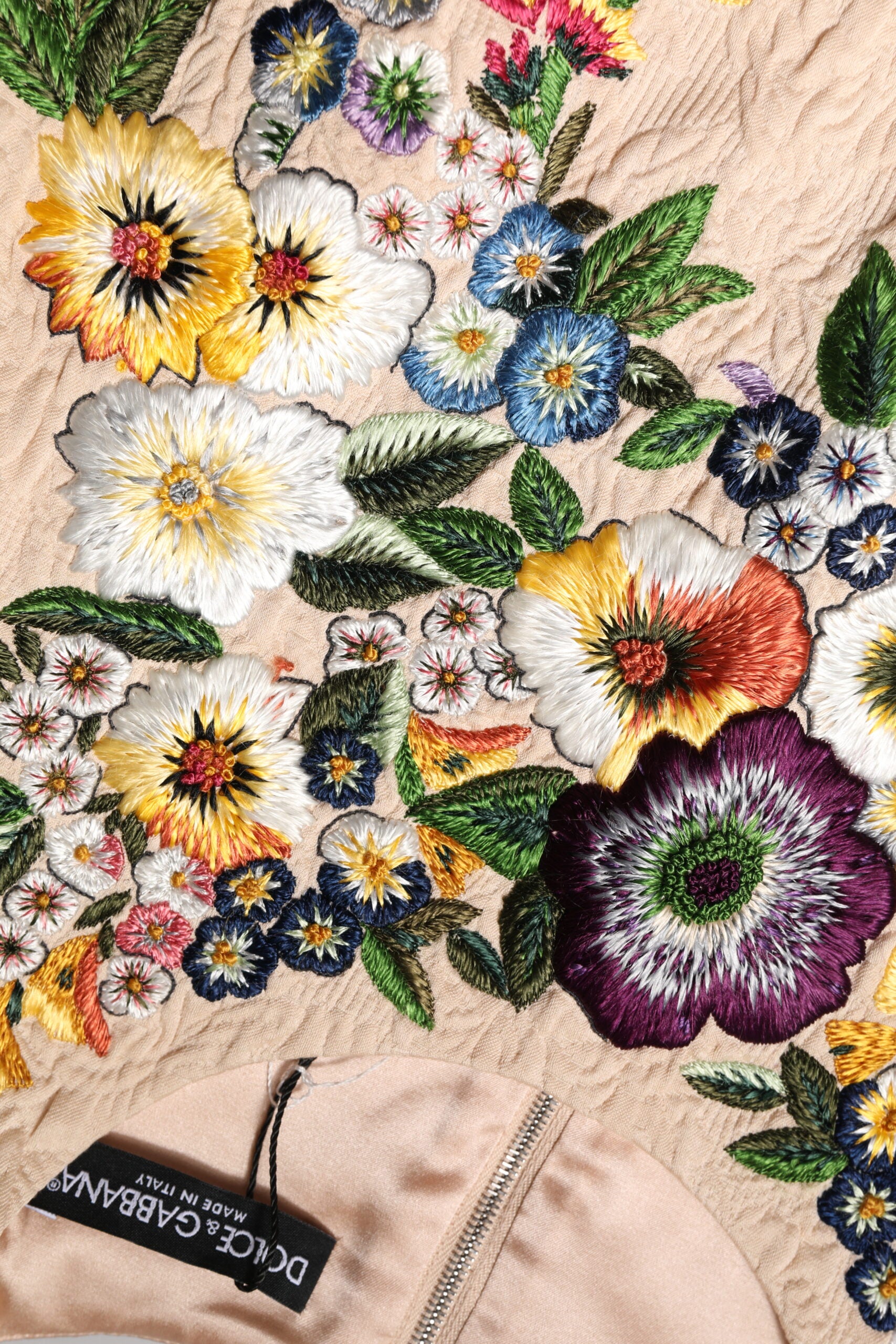 Dolce & Gabbana Beigefarbenes ärmelloses Tank-Top mit Blumenstickerei-8