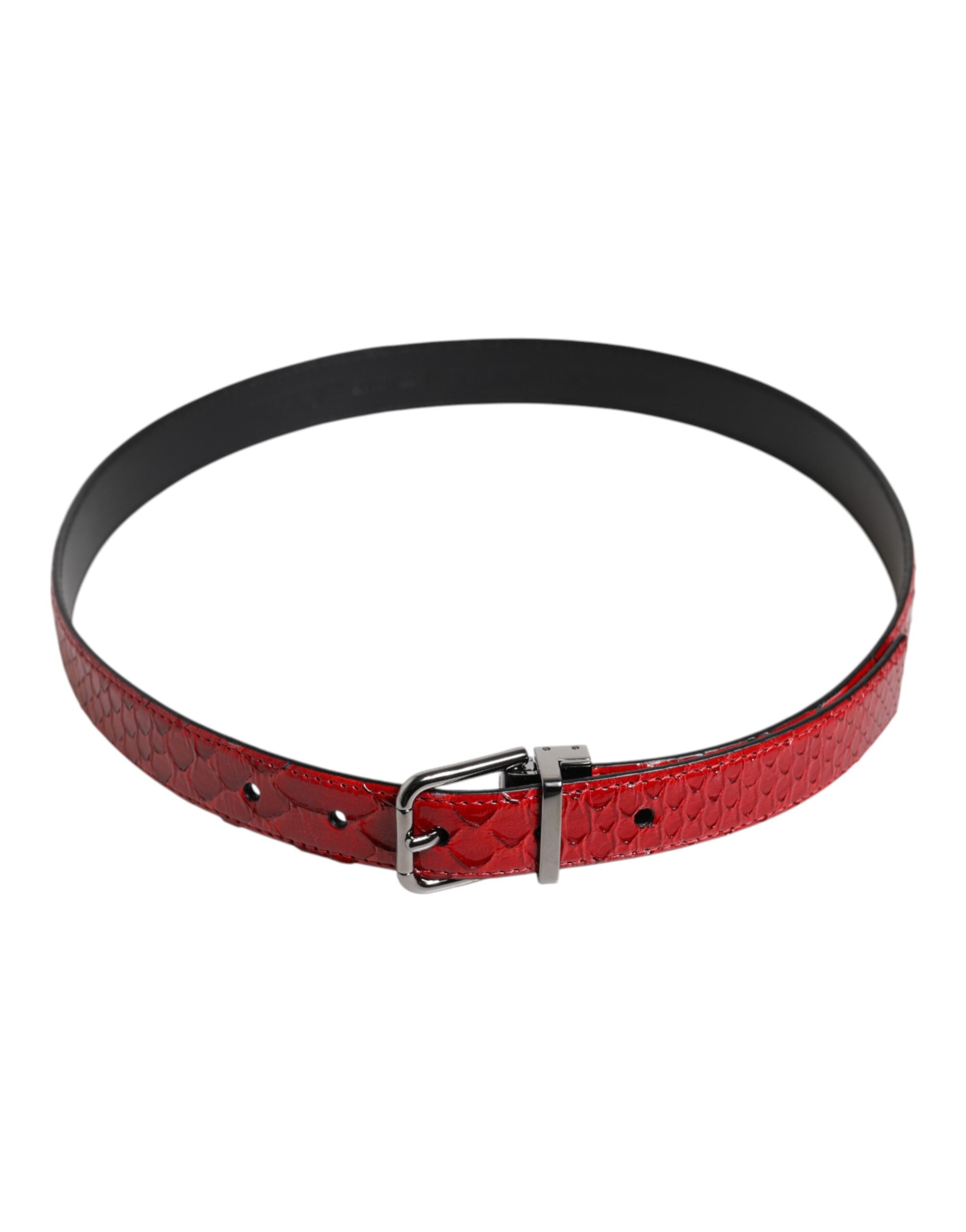 Dolce & Gabbana Roter Exotenleder-Gürtel mit Messing-Metallschnalle-3