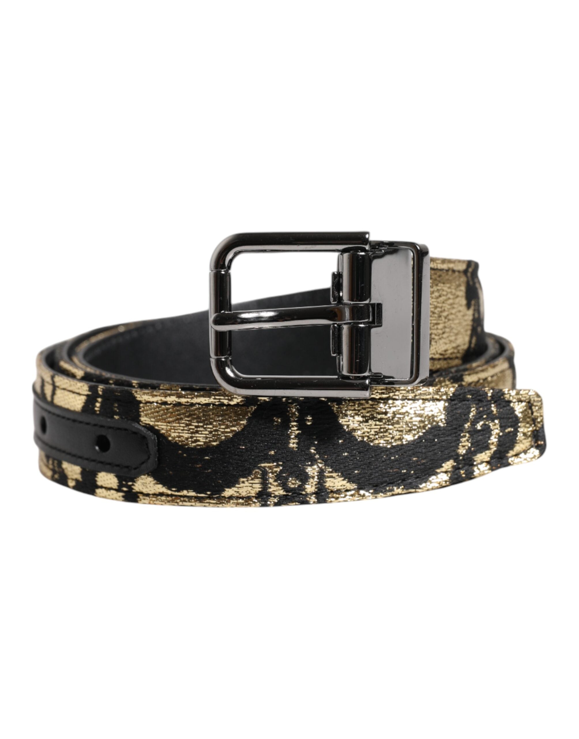 Dolce & Gabbana Multicolor Jacquard Leder Metallschnalle Gürtel-1