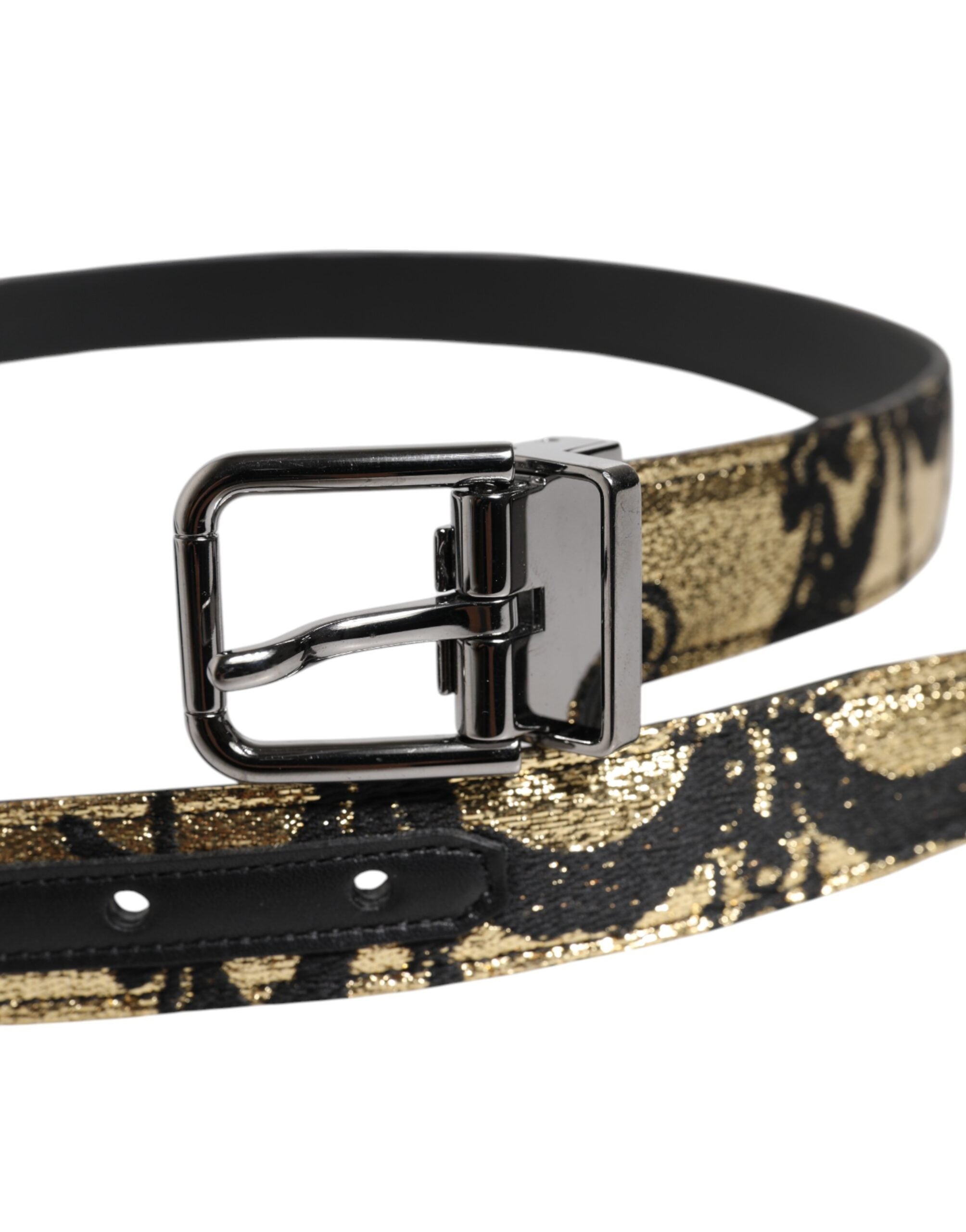 Dolce & Gabbana Multicolor Jacquard Leder Metallschnalle Gürtel-3