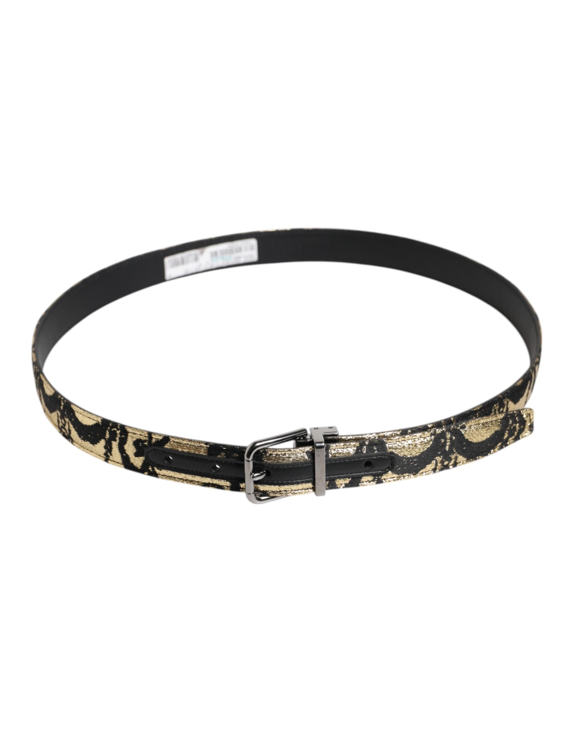 Dolce & Gabbana Multicolor Jacquard Leder Metallschnalle Gürtel-4