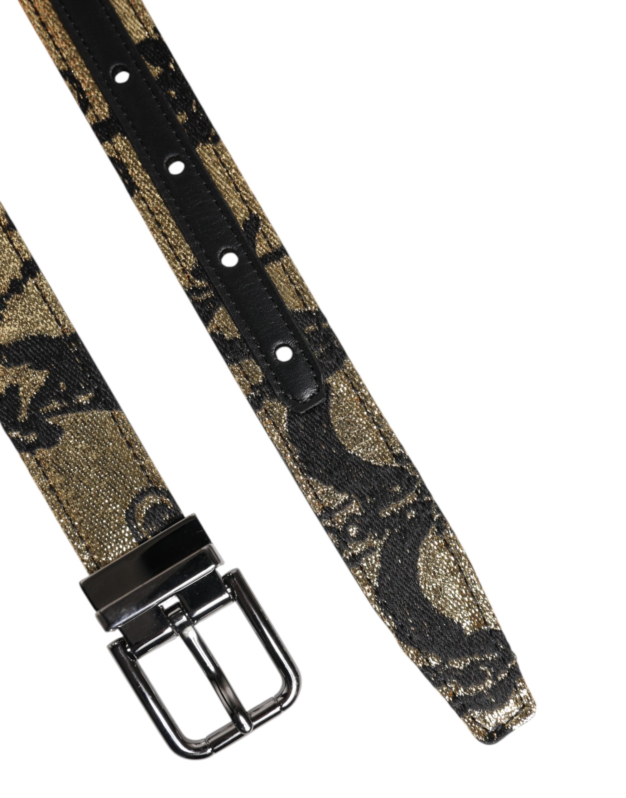 Dolce & Gabbana Multicolor Jacquard Leder Metallschnalle Gürtel-6