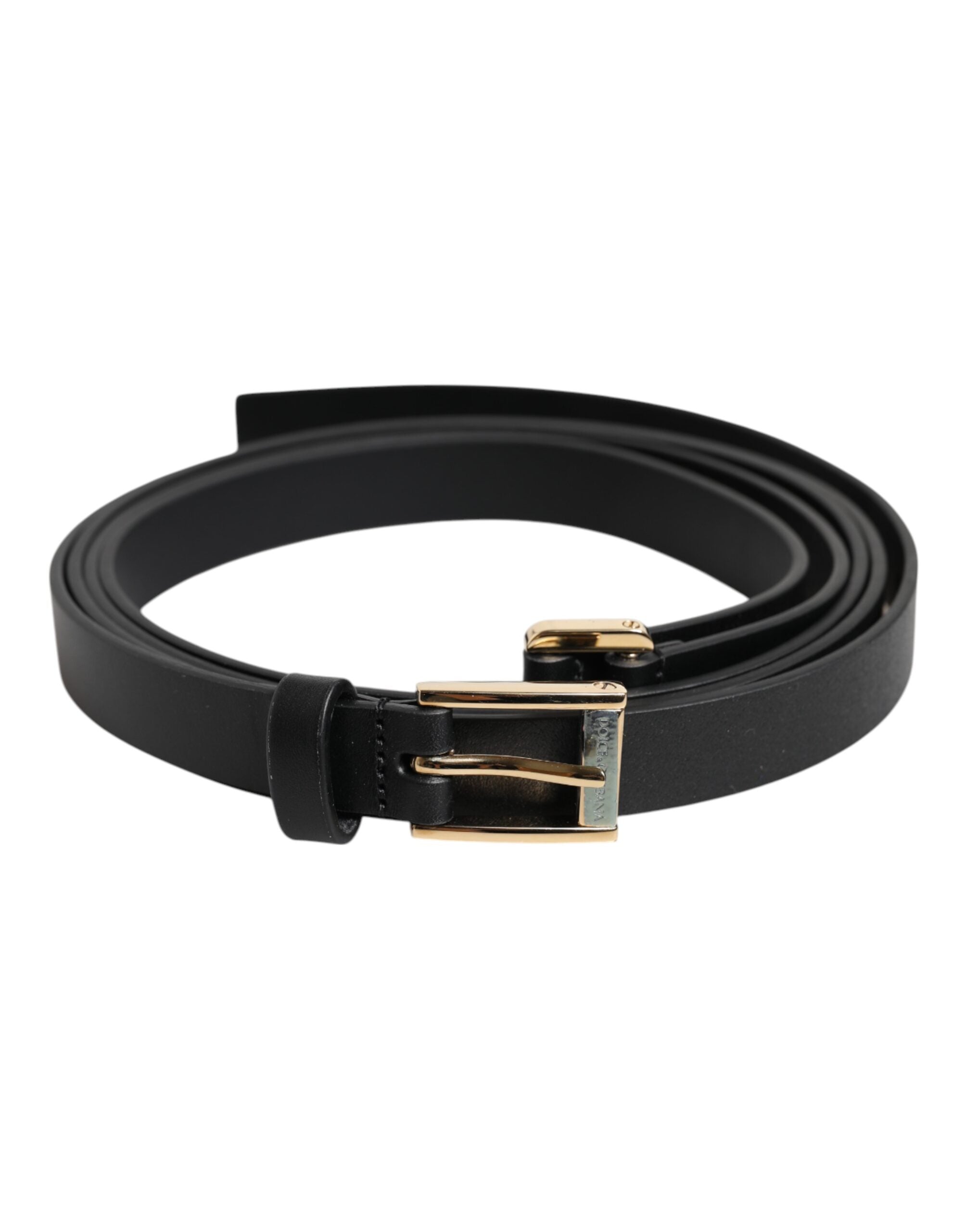 Dolce & Gabbana Black Classic Gold Metal Logo Buckle Belt-1