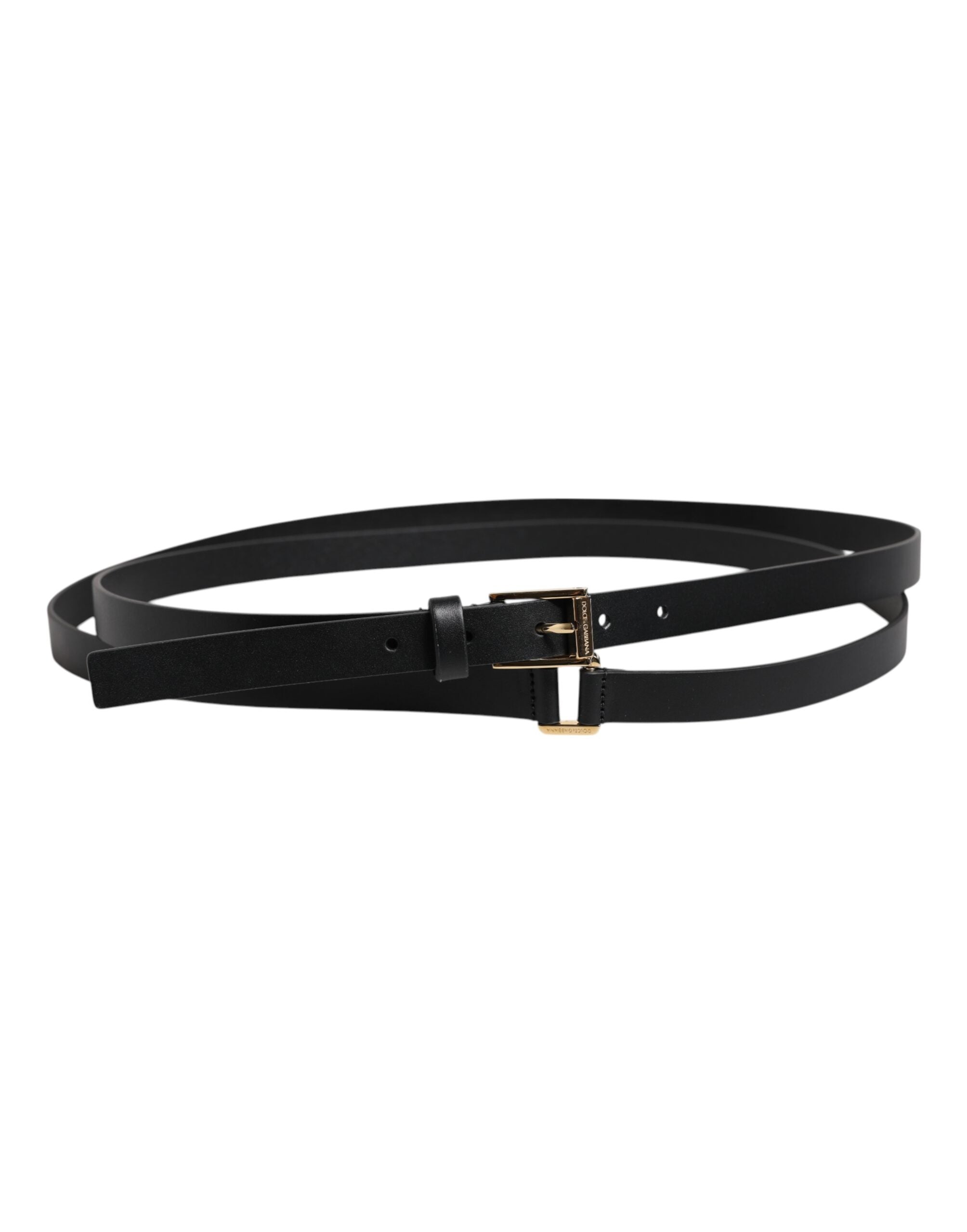 Dolce & Gabbana Black Classic Gold Metal Logo Buckle Belt-3