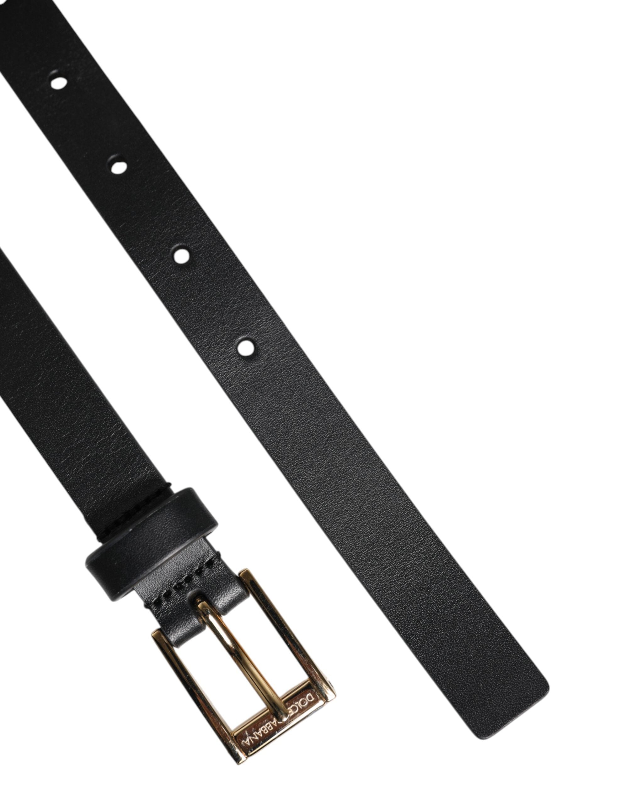 Dolce & Gabbana Black Classic Gold Metal Logo Buckle Belt-7