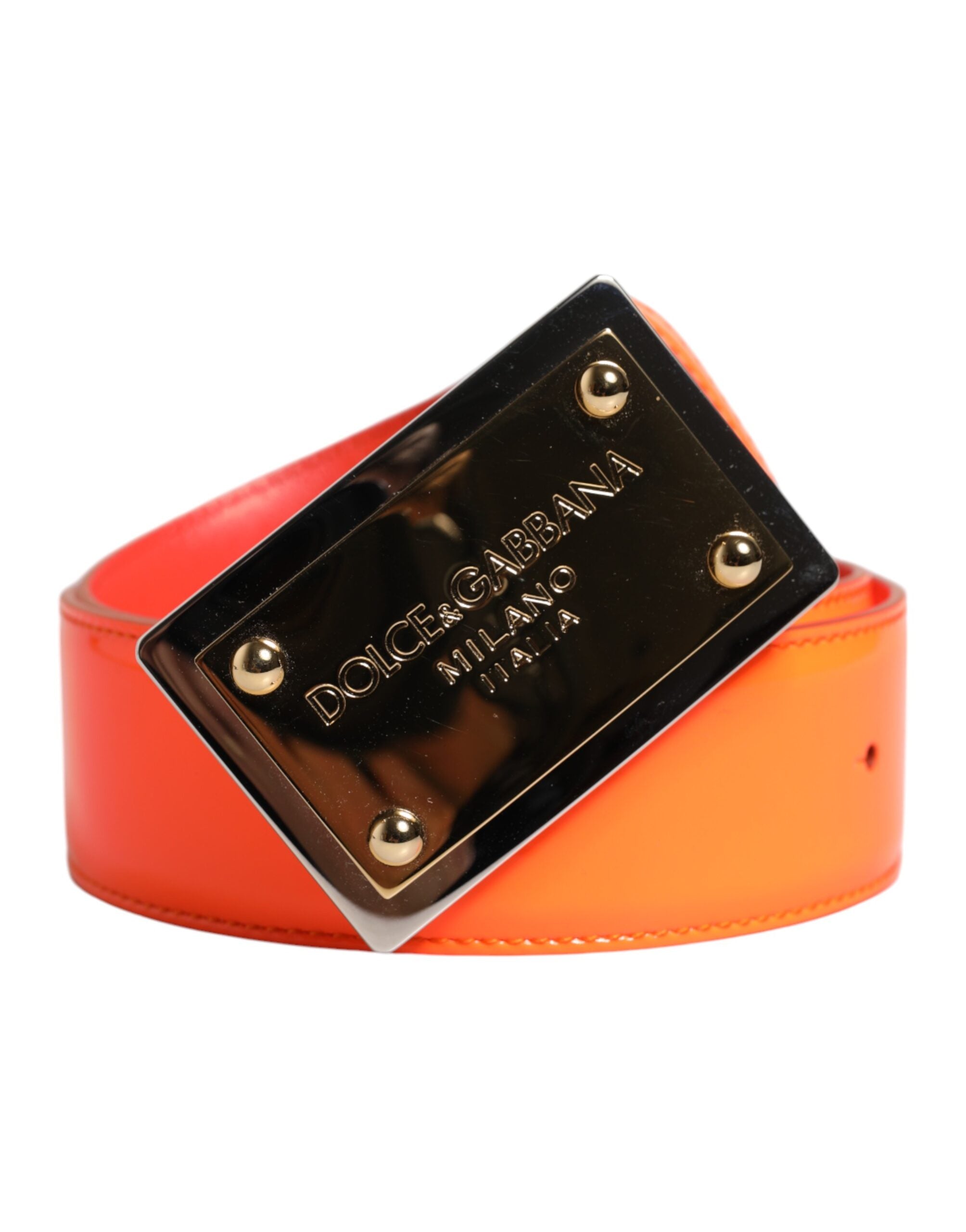 Dolce & Gabbana Orange gold-tone belt with metal logo buckle-2