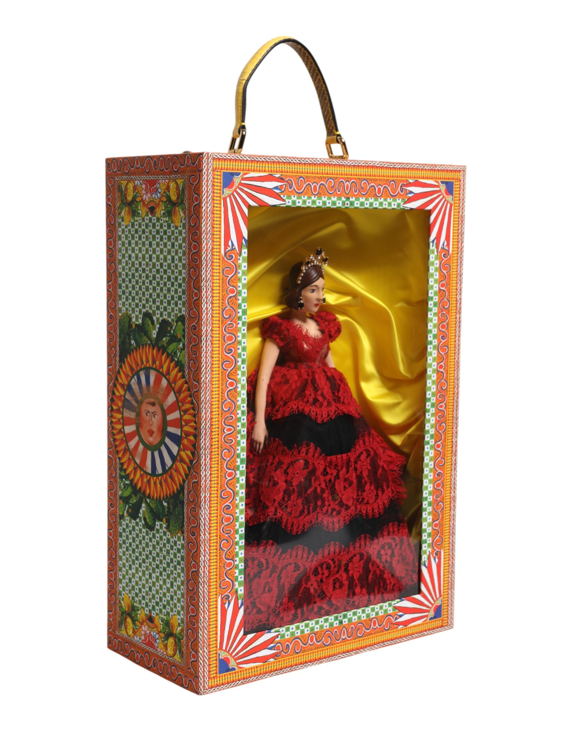 Dolce & Gabbana Red Dress Ceramic Porcelain Fashion Box Leather Sicily Dolls-3