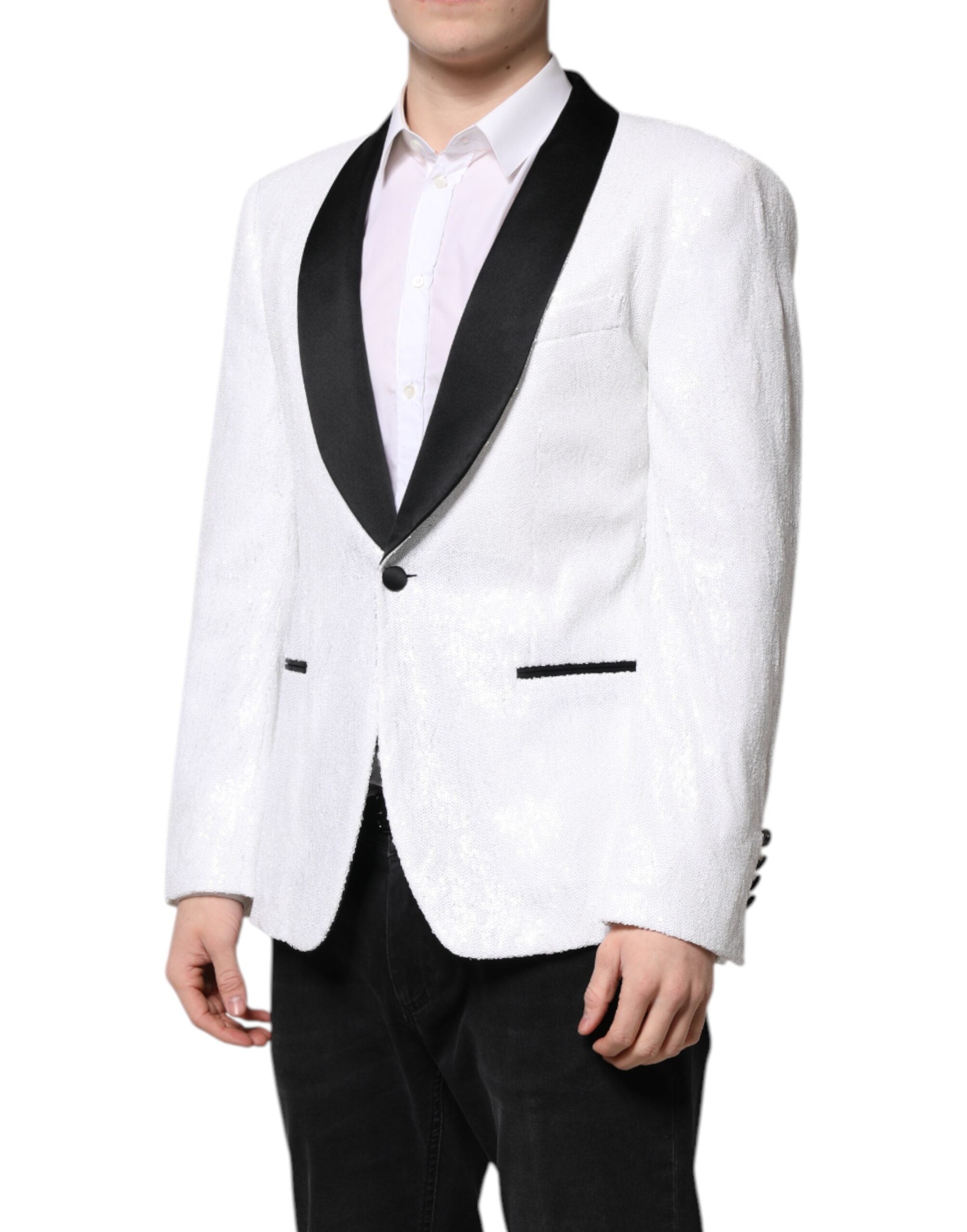 Blazer de nailon blanco de botonadura sencilla de Dolce & Gabbana-3