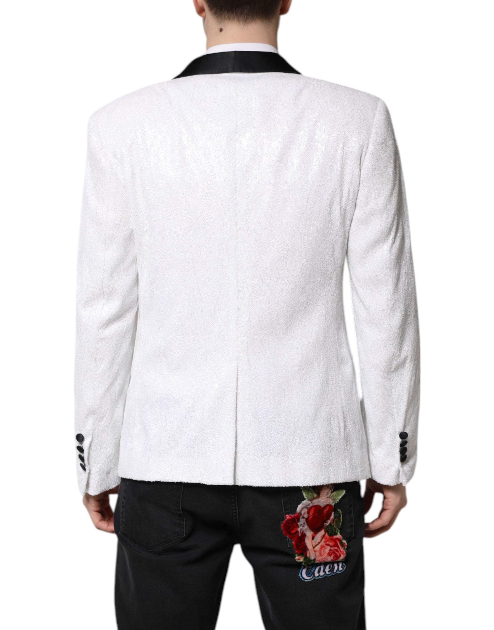 Blazer de nailon blanco de botonadura sencilla de Dolce & Gabbana-4