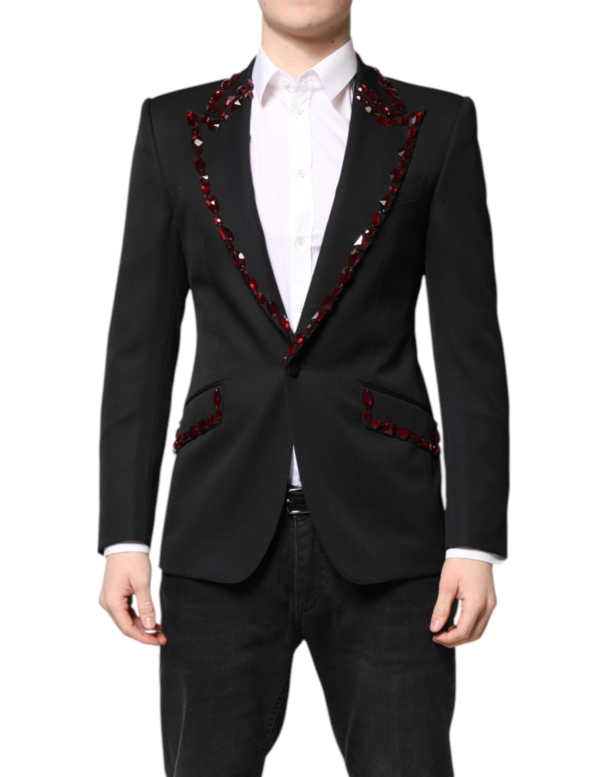 Dolce & Gabbana Black SICILIA CrystalEmbellished Coat Blazer-2