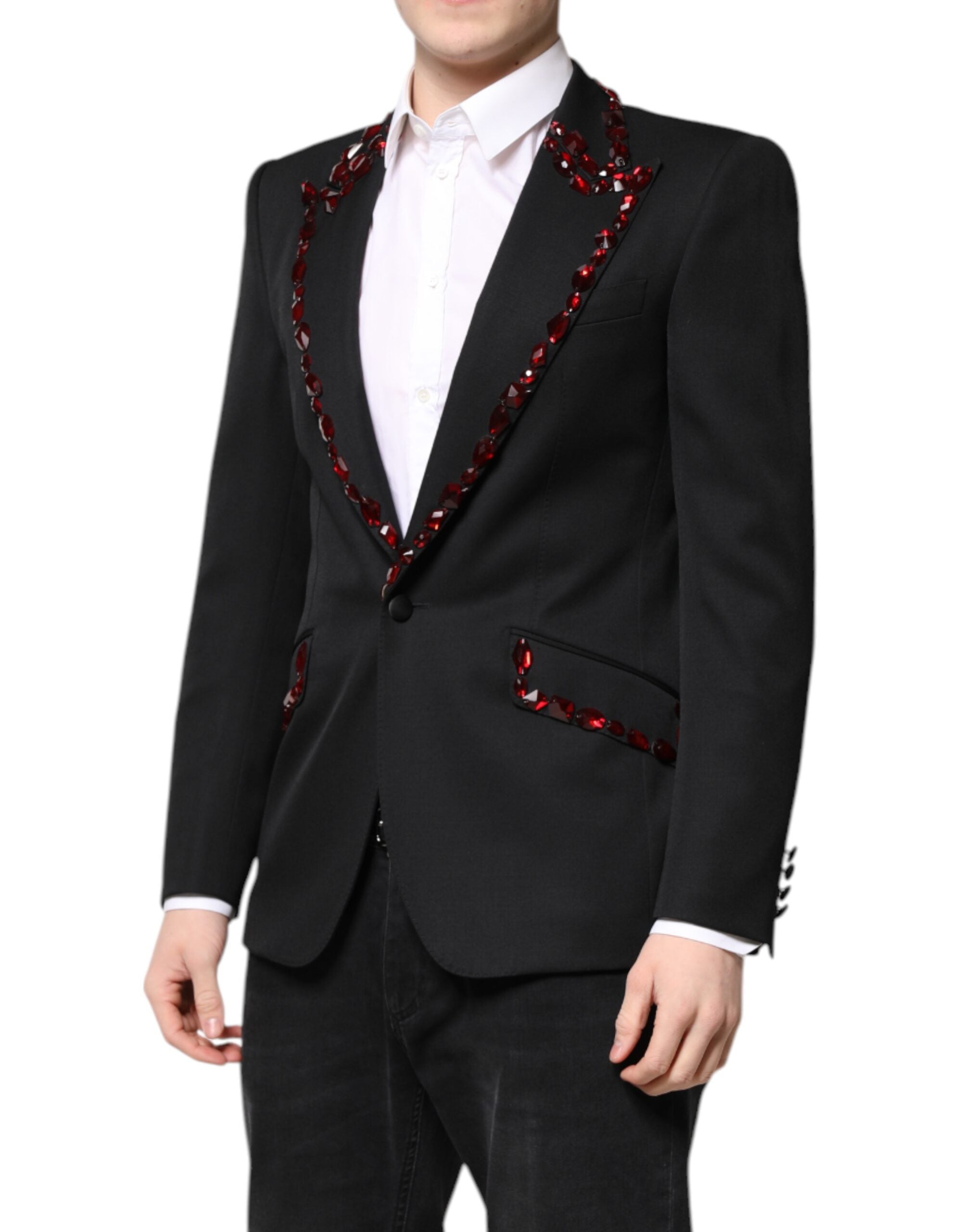 Dolce & Gabbana Black SICILIA CrystalEmbellished Coat Blazer-3