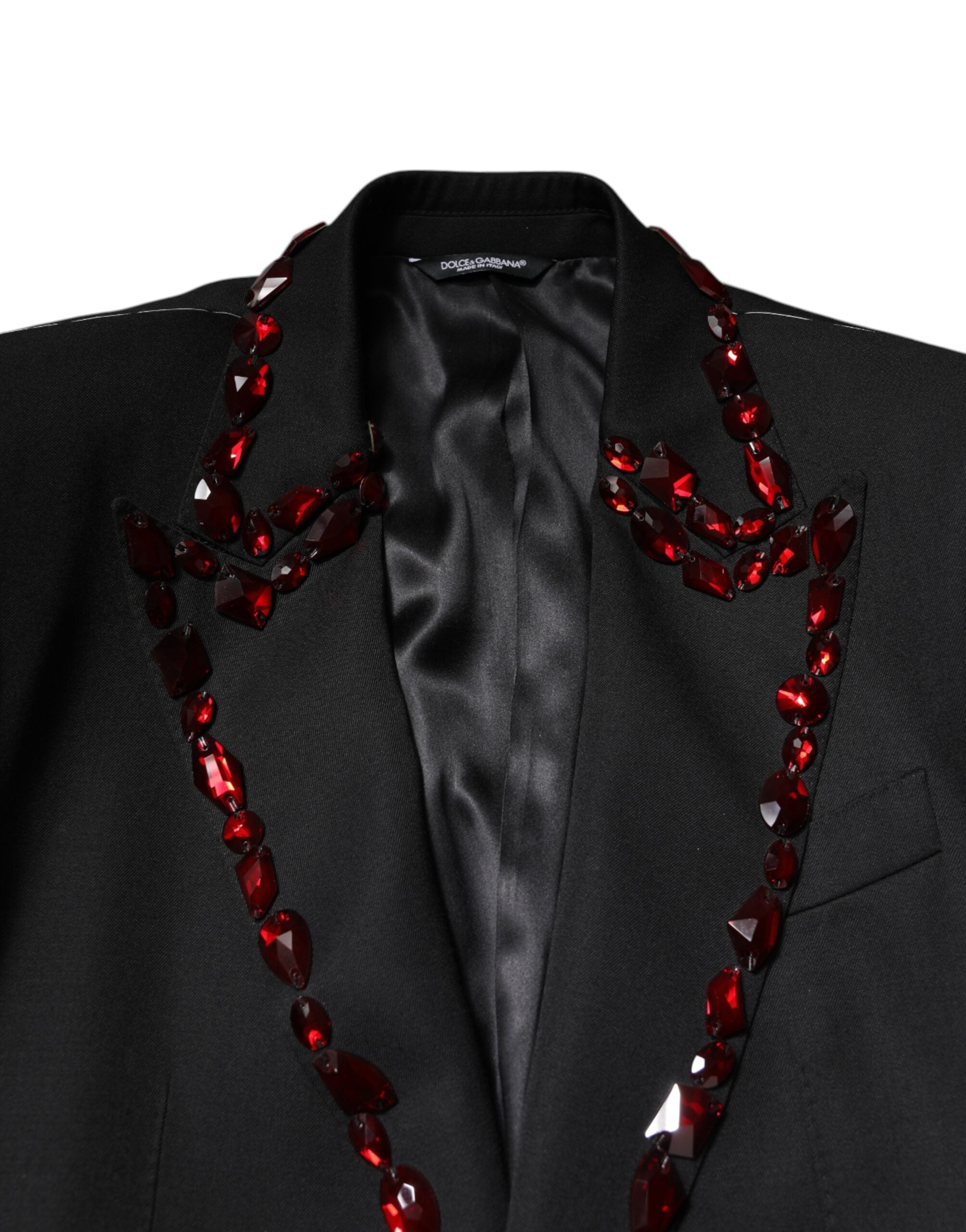 Dolce & Gabbana Black SICILIA CrystalEmbellished Coat Blazer-5
