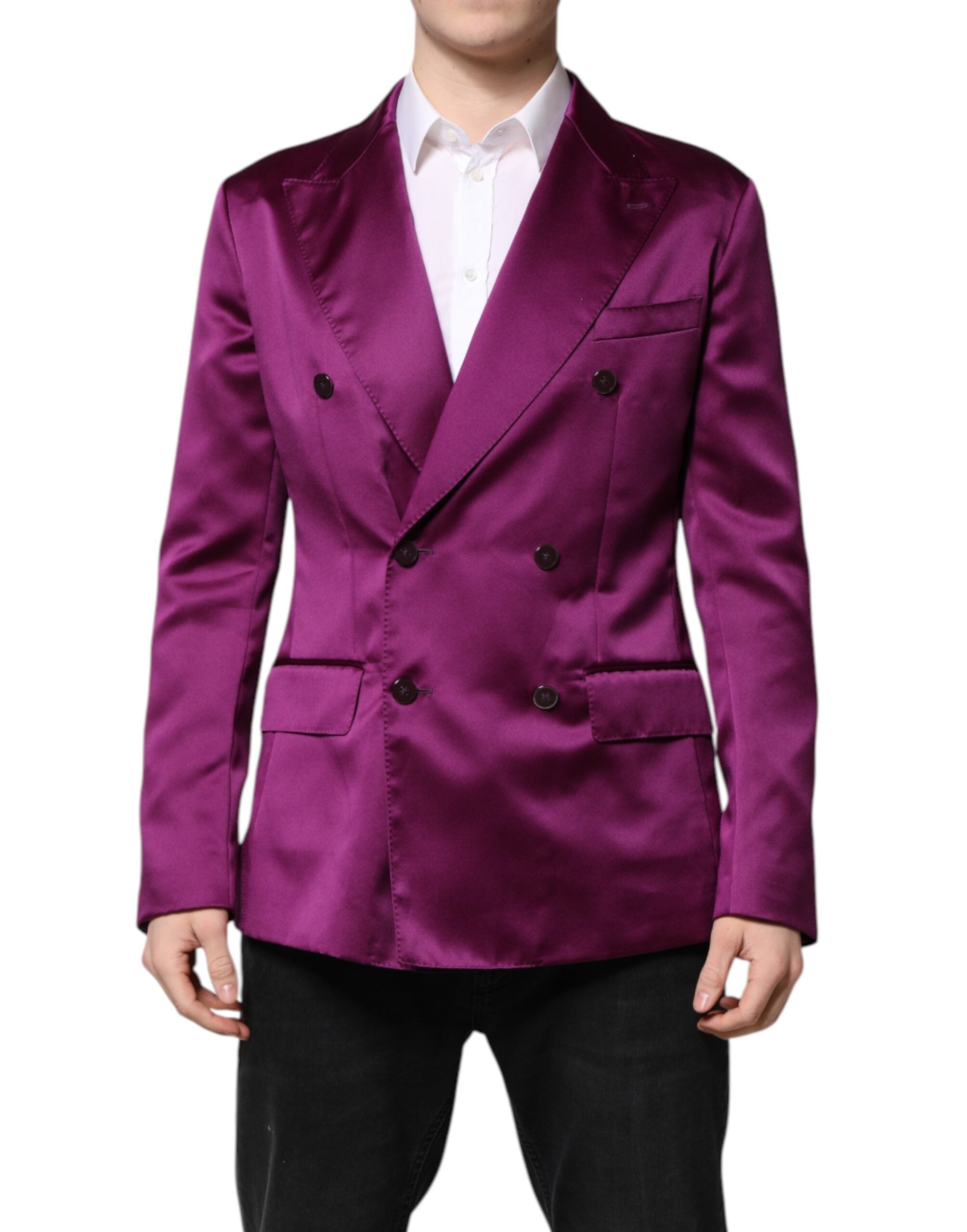 Dolce & Gabbana Lila Zweireiher Männer Anzug Mantel Blazer-1