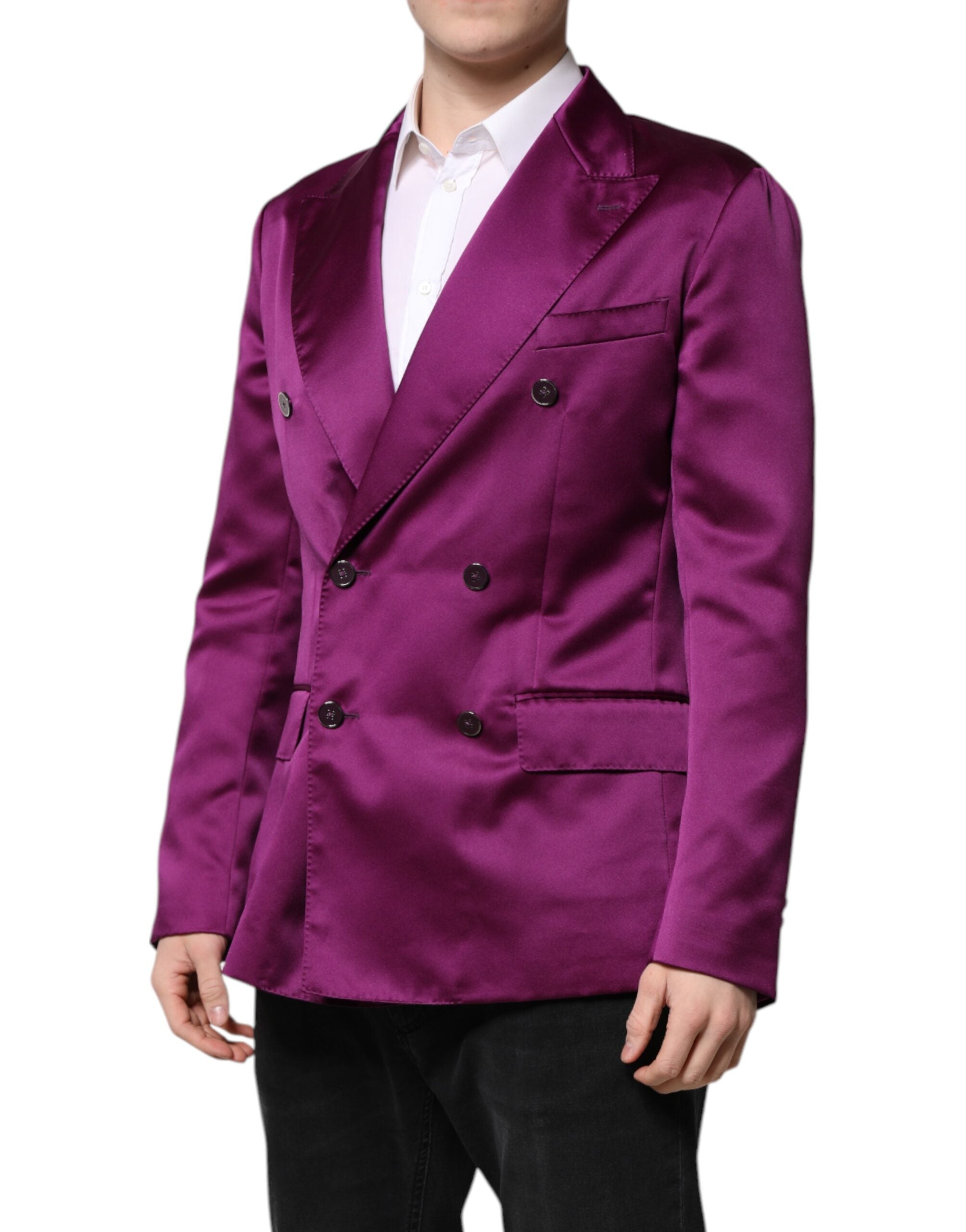 Dolce & Gabbana Lila Zweireiher Männer Anzug Mantel Blazer-3