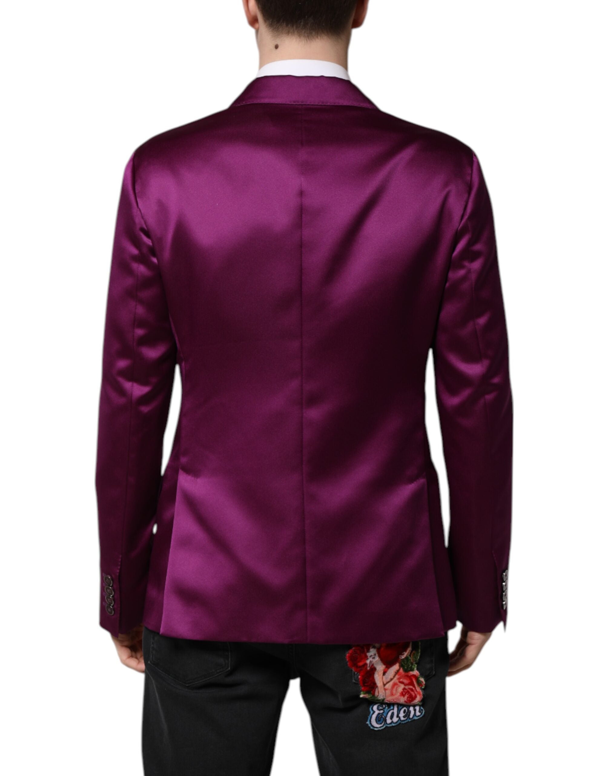 Dolce & Gabbana Lila Zweireiher Männer Anzug Mantel Blazer-4