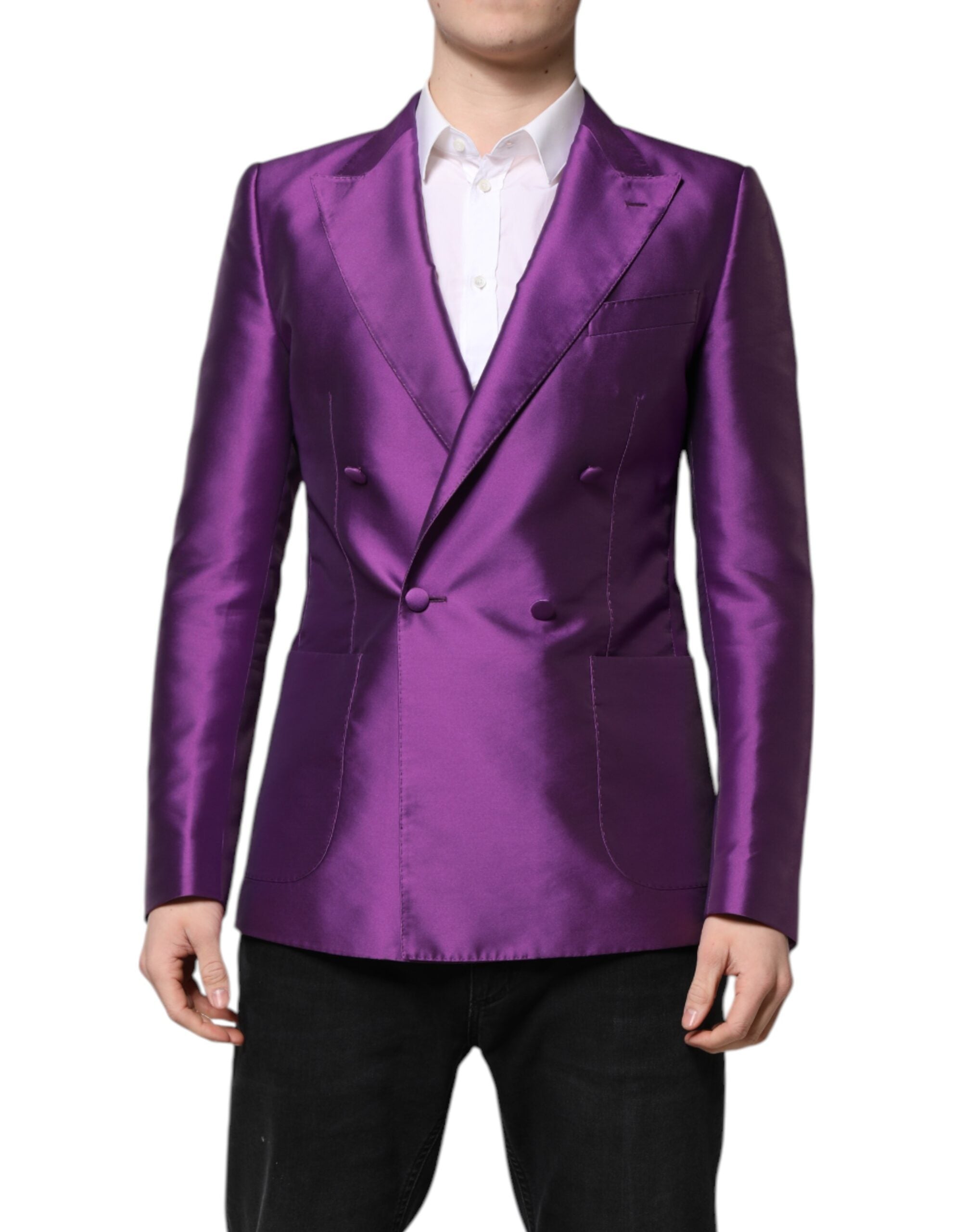 Dolce & Gabbana Purple Double-Breasted Men's Suit Coat Blazer-1
