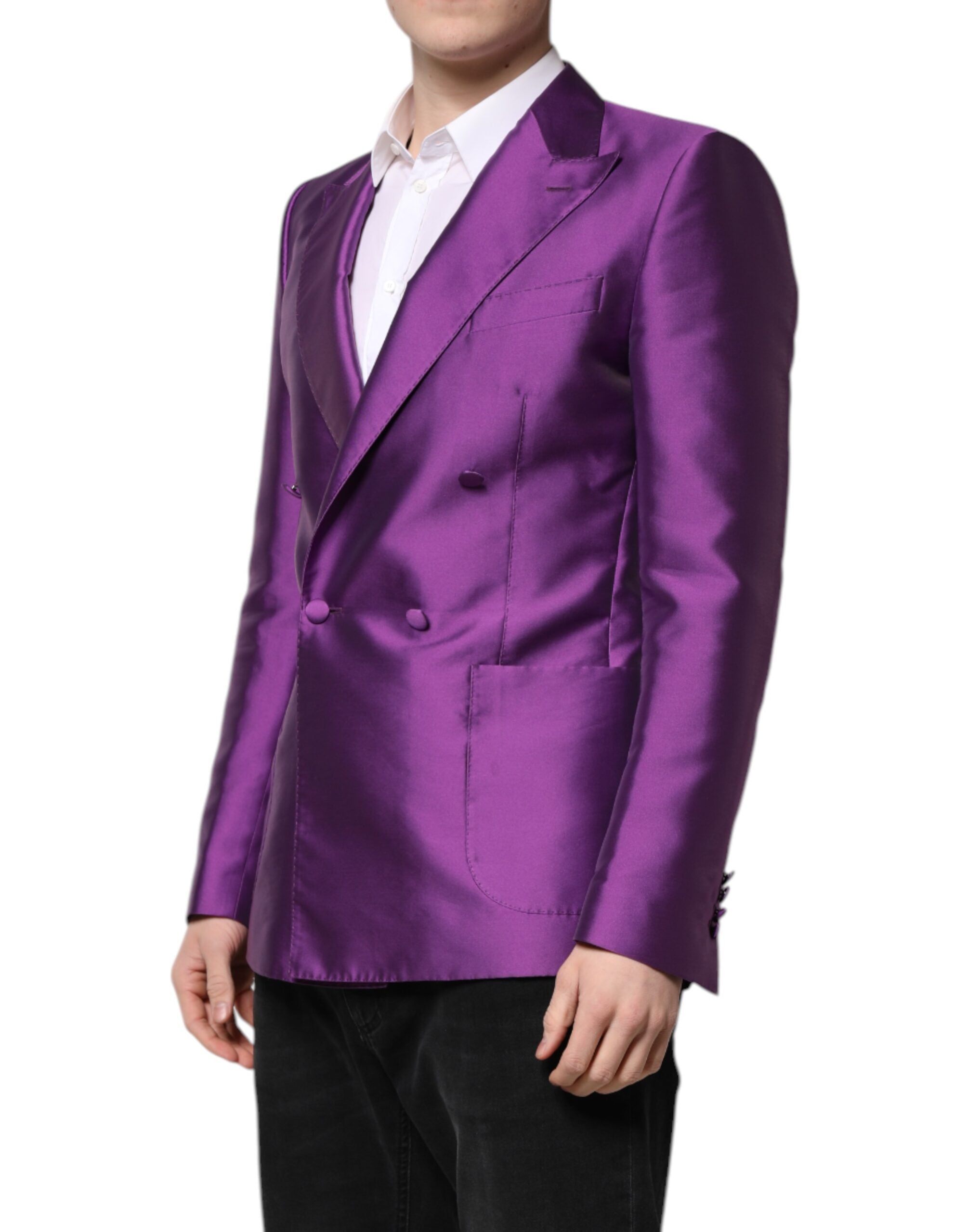 Dolce & Gabbana Purple Double-Breasted Men's Suit Coat Blazer-3