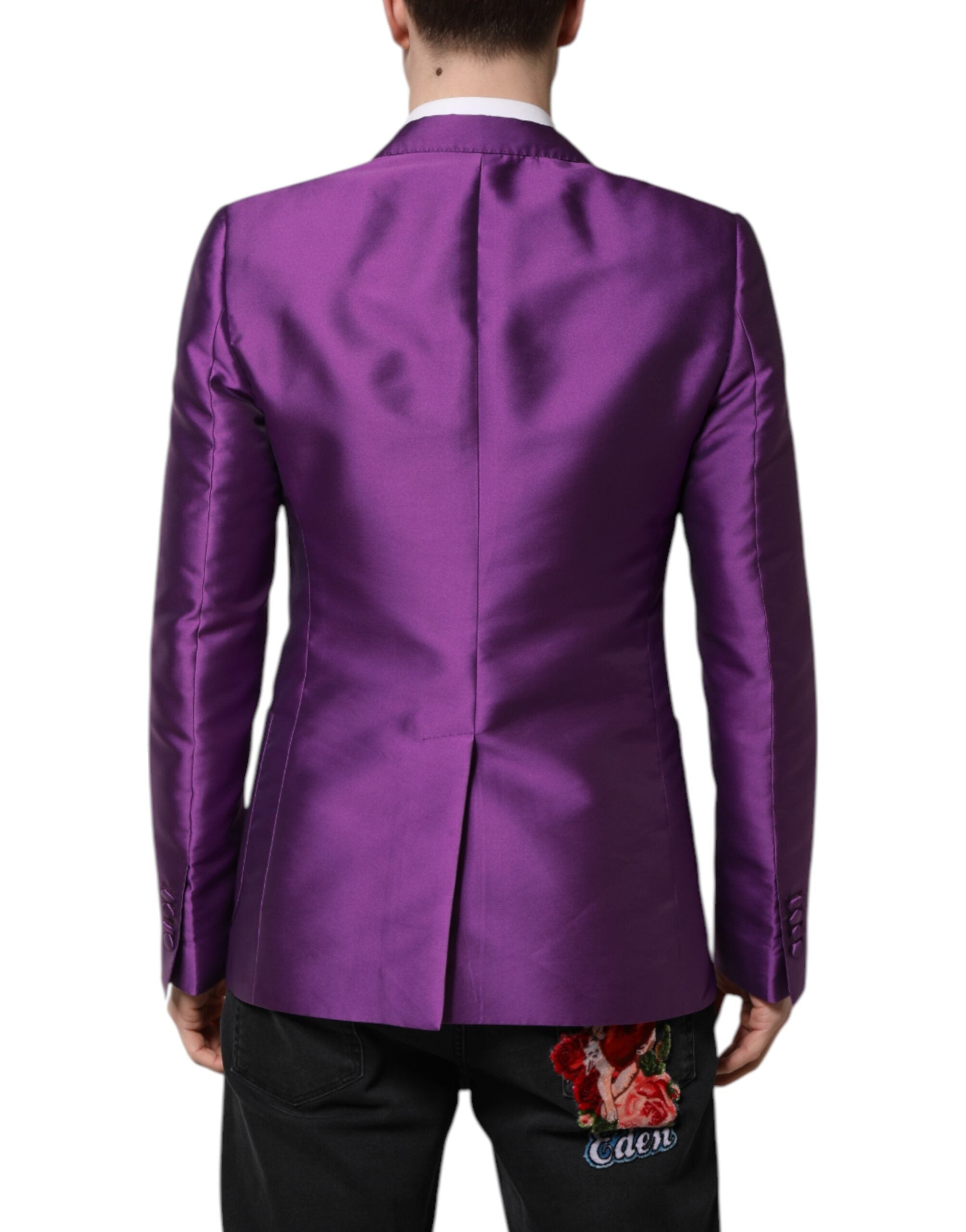 Dolce & Gabbana Purple Double-Breasted Men's Suit Coat Blazer-4