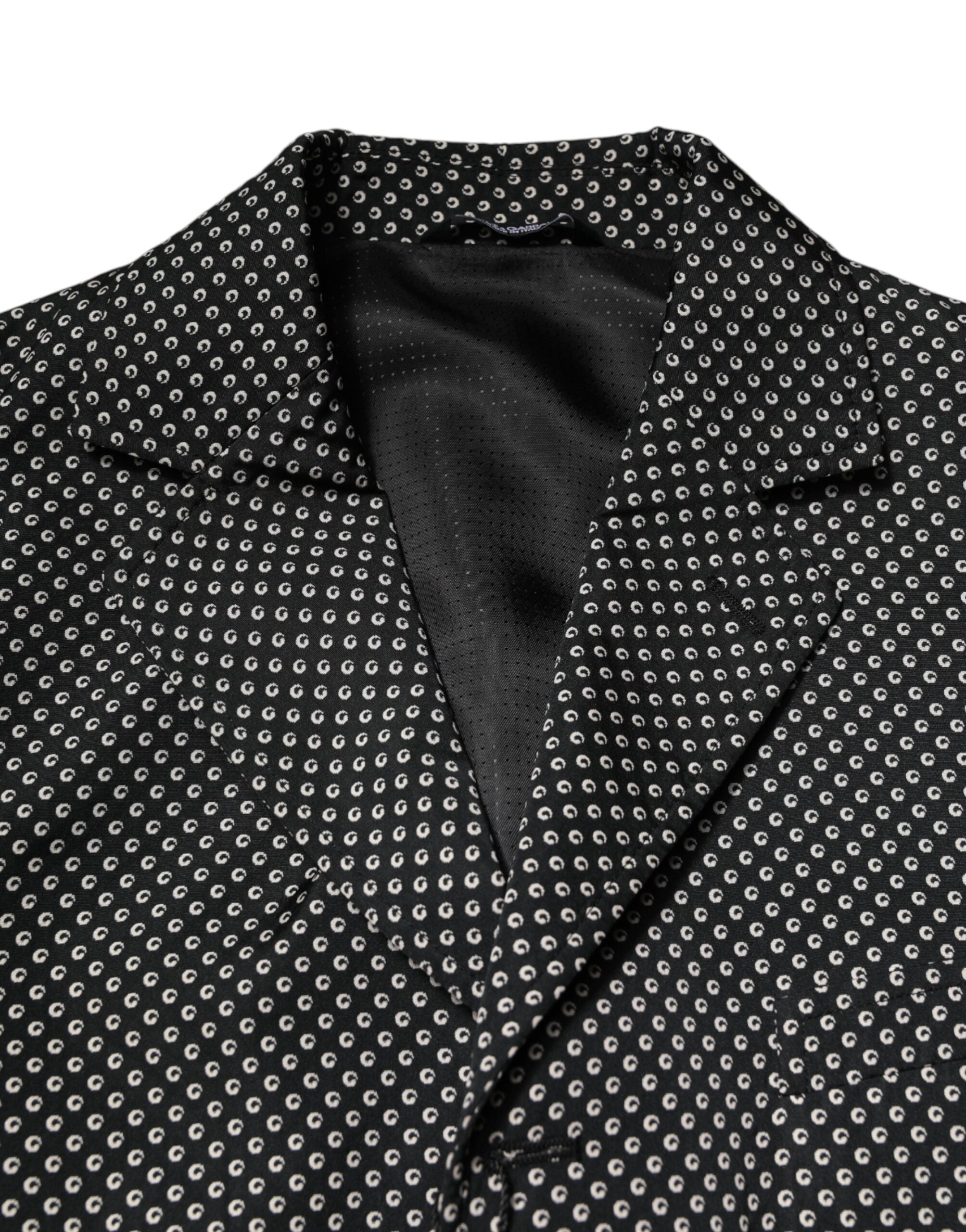 Dolce & Gabbana Schwarz Weiß Gemustert Männer Anzug Mantel Blazer-5
