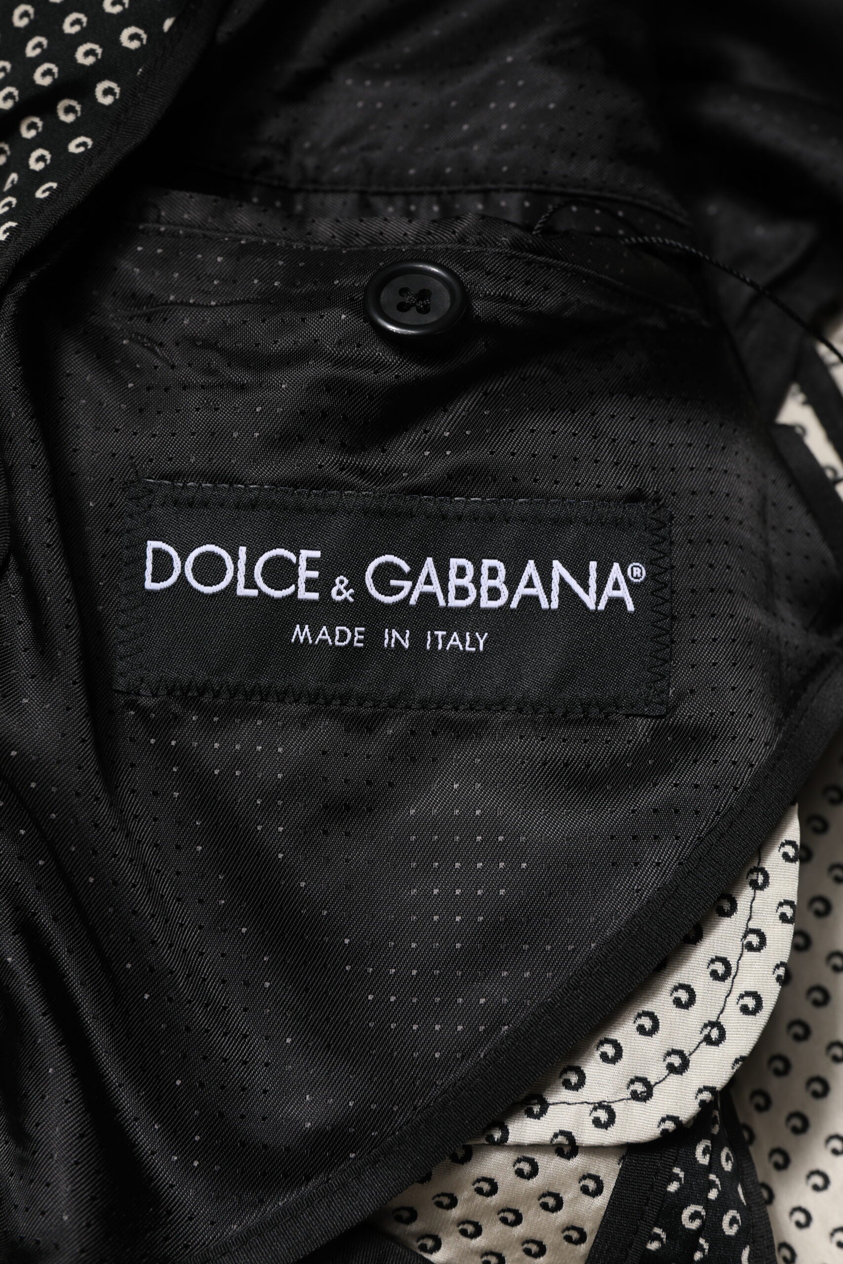 Dolce & Gabbana Schwarz Weiß Gemustert Männer Anzug Mantel Blazer-6