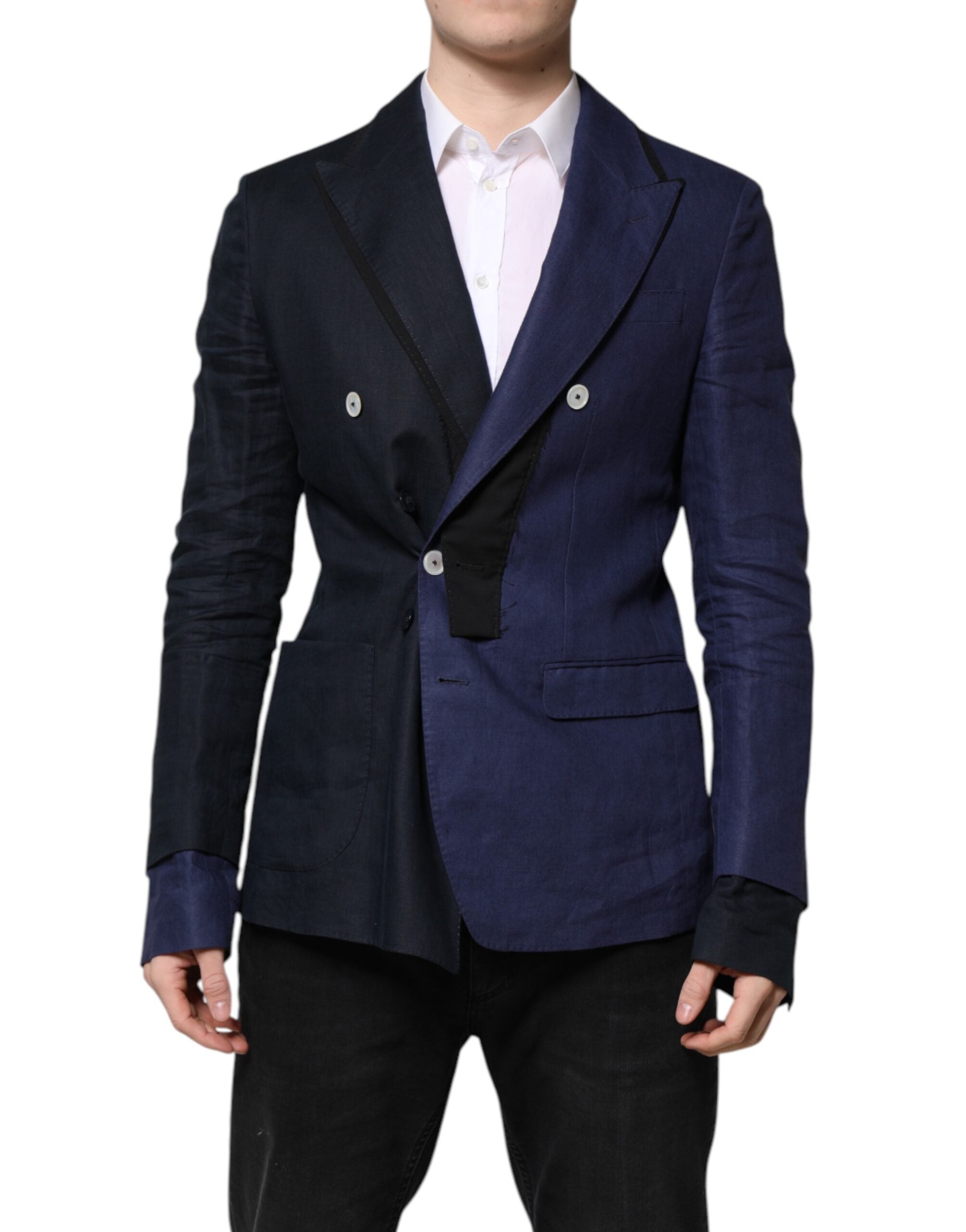 Dolce & Gabbana Marineblauer doppelreihiger Anzugmantel Blazer-1