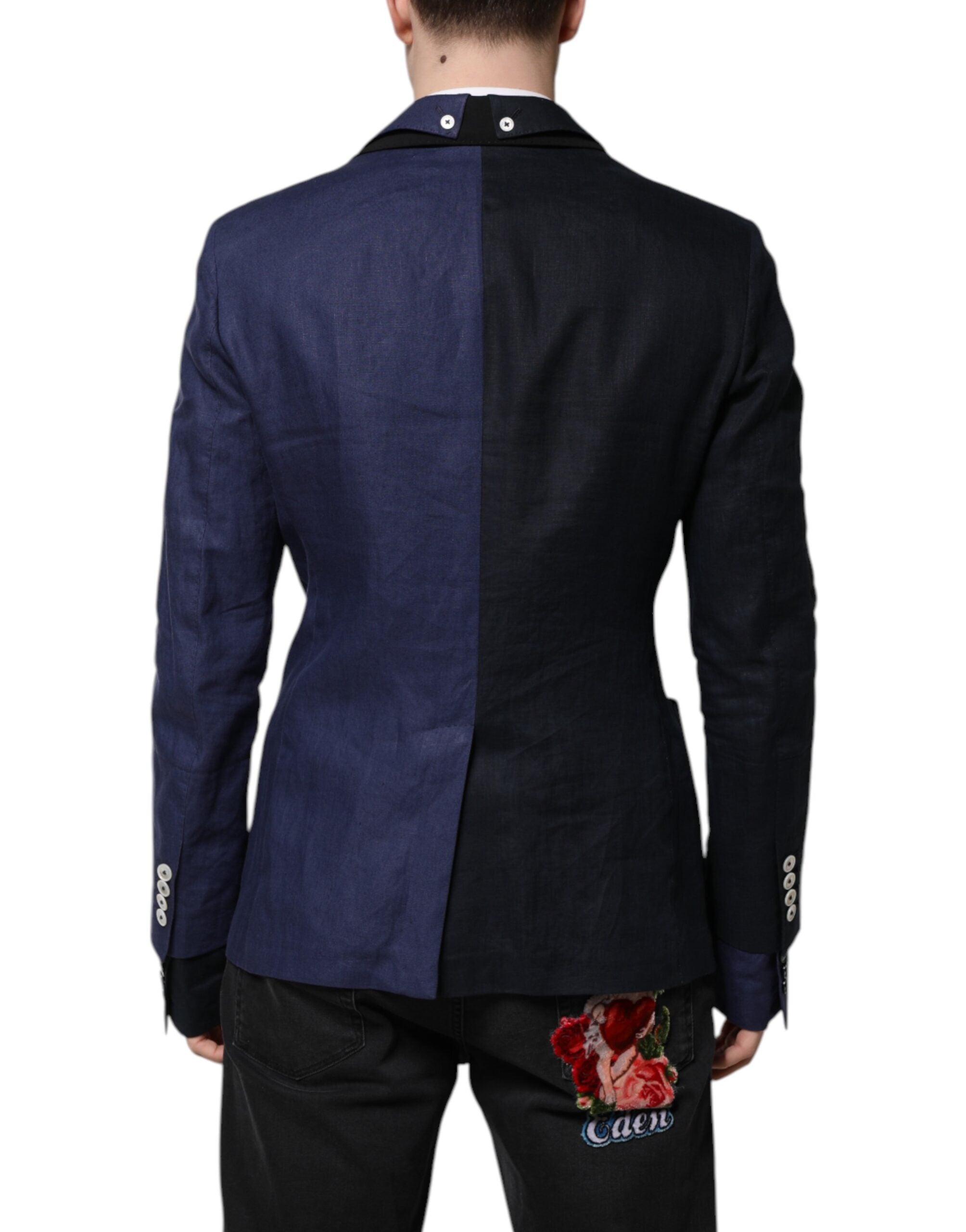 Dolce & Gabbana Marineblauer doppelreihiger Anzugmantel Blazer-4