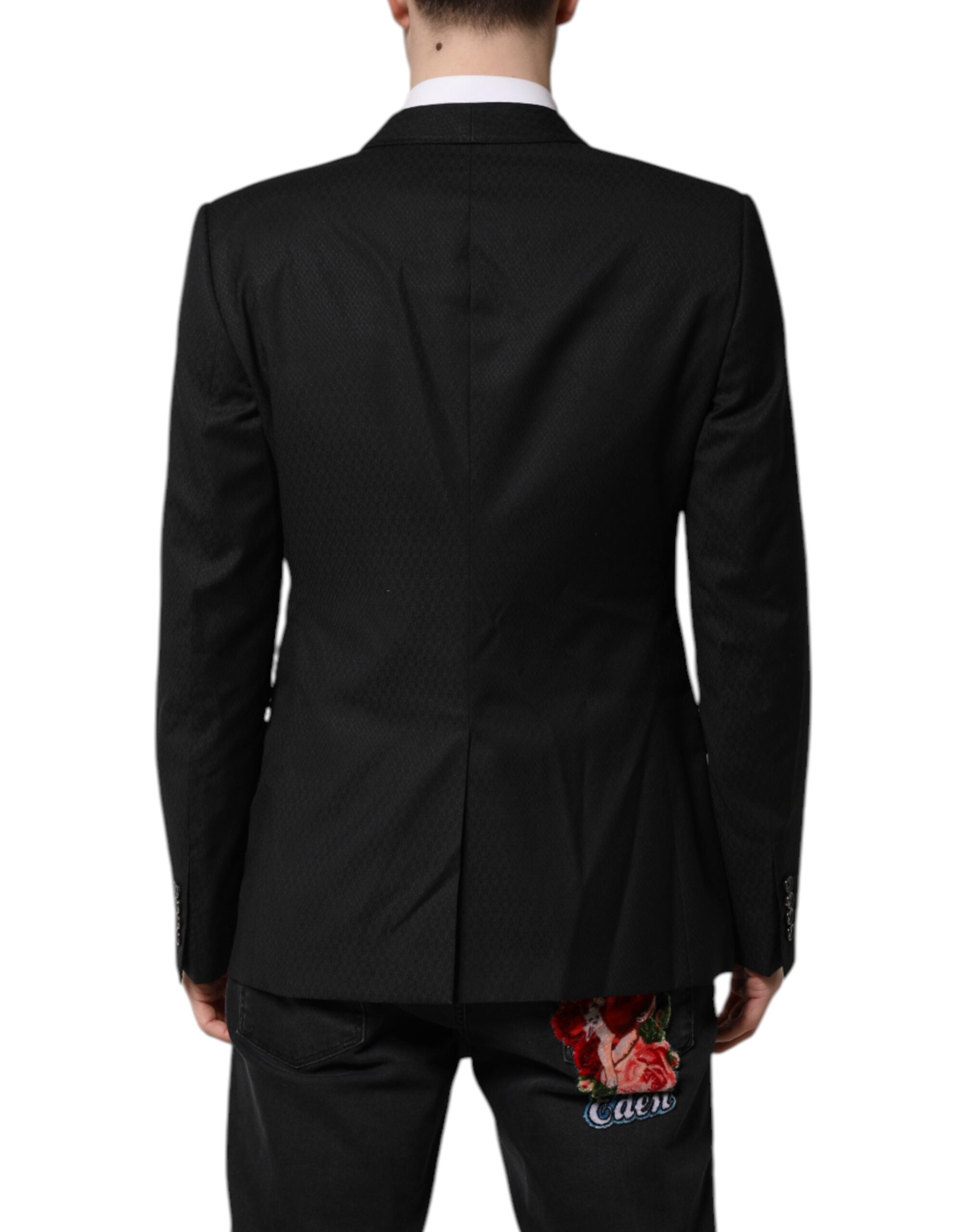 Dolce & Gabbana Schwarzer GOLD Einreihiger Anzug Blazer-4